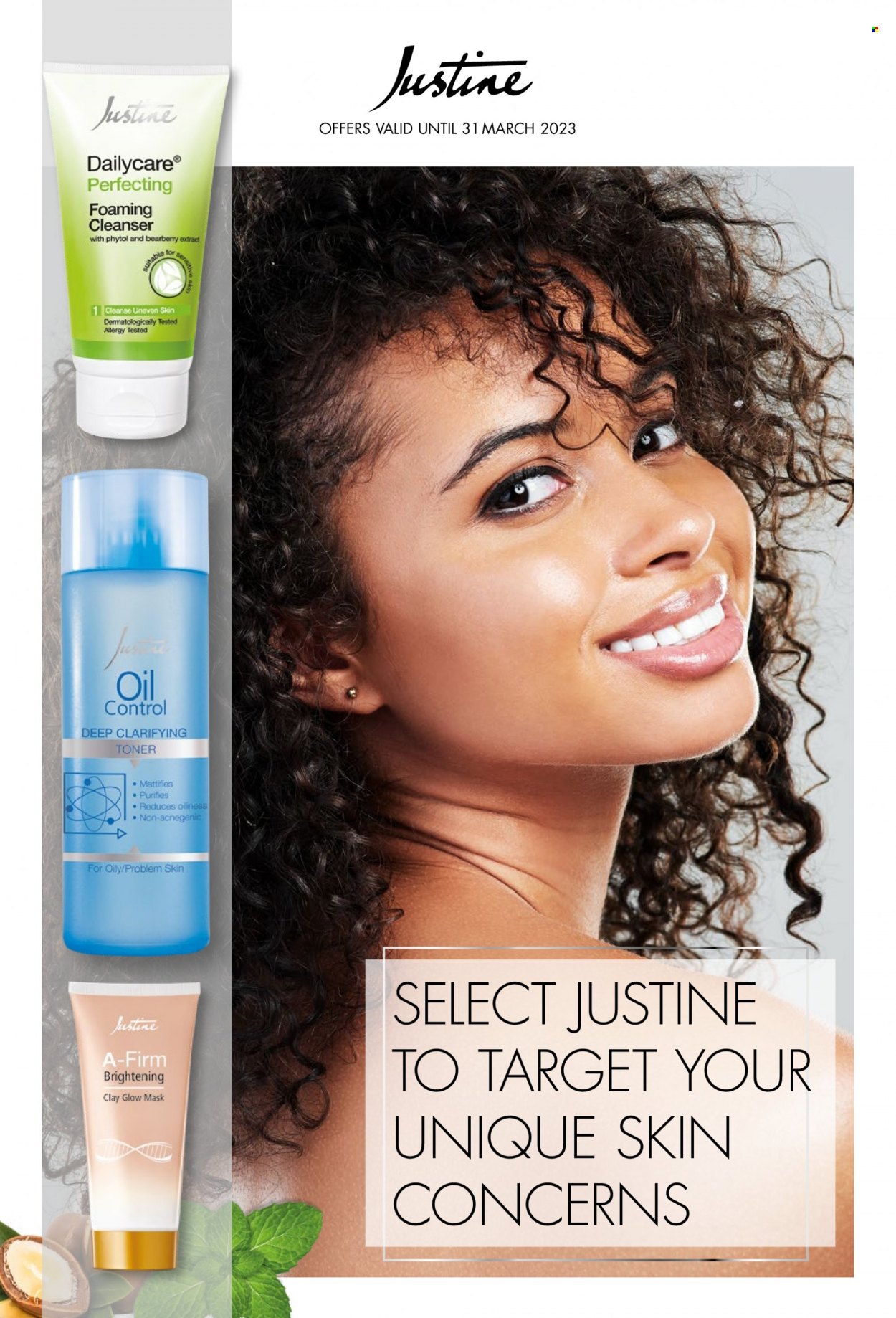 thumbnail - Justine catalogue  - 03/03/2023 - 31/03/2023 - Sales products - cleanser, toner. Page 1.