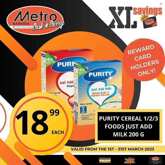 thumbnail - Metro catalogue  - 01/03/2023 - 31/03/2023 - Sales products - milk, cereals, Purity. Page 2.