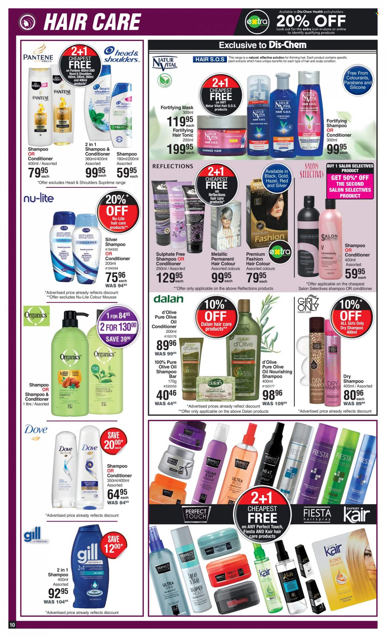 thumbnail - Dis-Chem catalogue  - 16/03/2023 - 10/04/2023 - Sales products - shampoo, conditioner, Head & Shoulders, Pantene, hair color. Page 10.