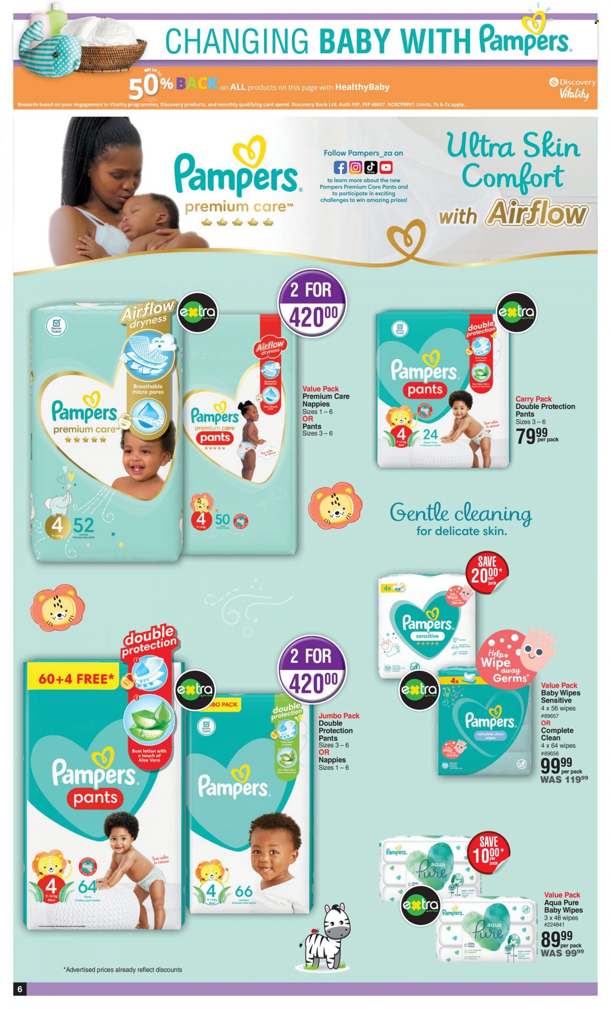 thumbnail - Dis-Chem catalogue  - 16/03/2023 - 10/04/2023 - Sales products - wipes, Pampers, pants, baby wipes, nappies, body lotion. Page 6.