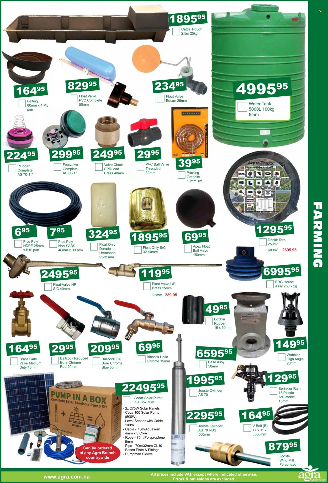 thumbnail - Agra catalogue  - 20/03/2023 - 18/04/2023 - Sales products - water tank, pipe, eraser, tank, belt, solar panel. Page 7.