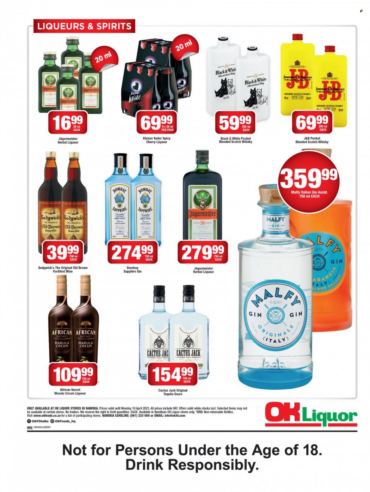 thumbnail - OK catalogue  - 20/03/2023 - 10/04/2023 - Sales products - cherries, oranges, wine, gin, liqueur, tequila, herbal liqueur, Jägermeister, scotch whisky, whisky. Page 3.