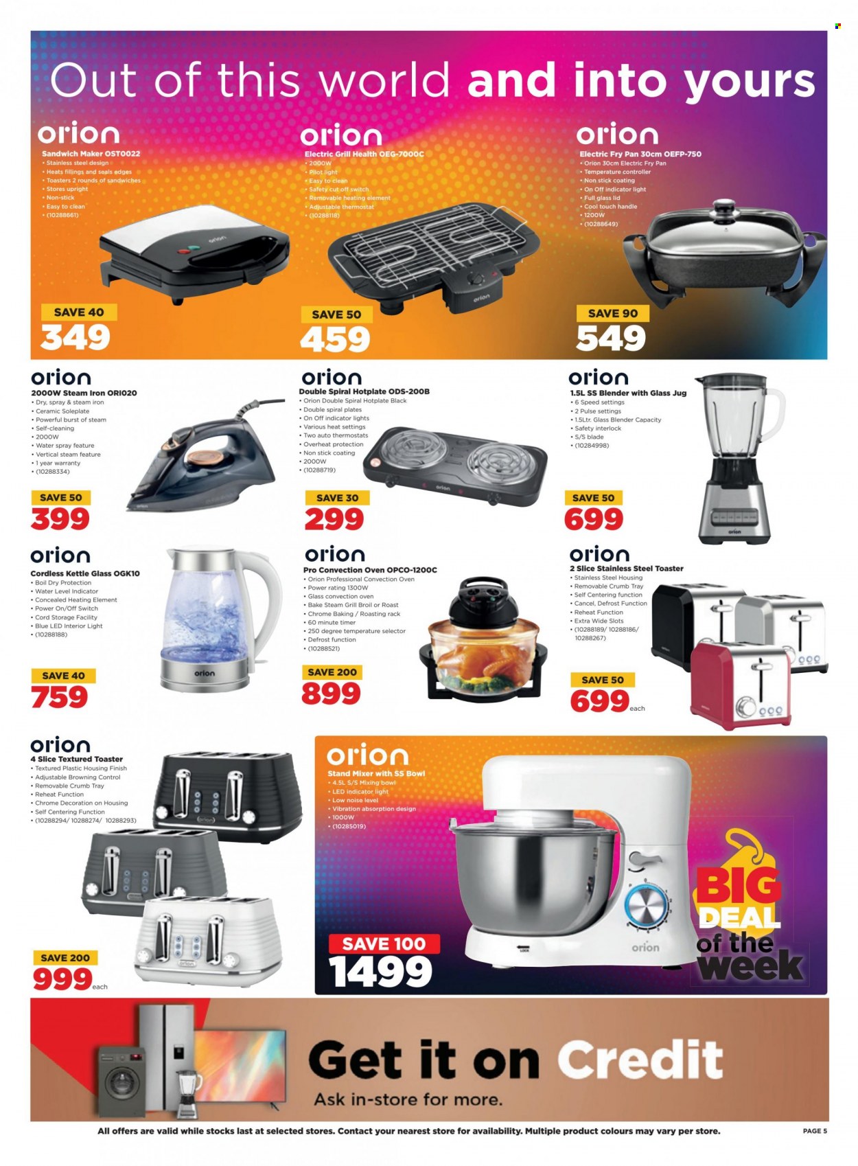 thumbnail - HiFiCorp catalogue  - 21/03/2023 - 27/03/2023 - Sales products - oven, convection oven, blender, mixer, stand mixer, toaster, sandwich maker, kettle, iron, steam iron. Page 5.