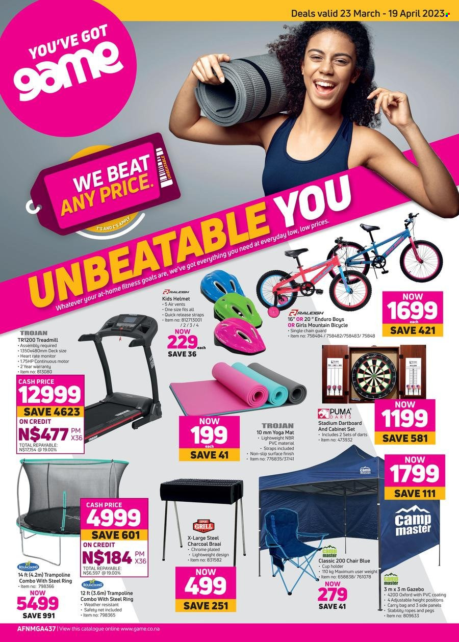 thumbnail - Game catalogue  - 23/03/2023 - 19/04/2023 - Sales products - cup, Puma, cabinet, grill, braai, charcoal braai. Page 1.