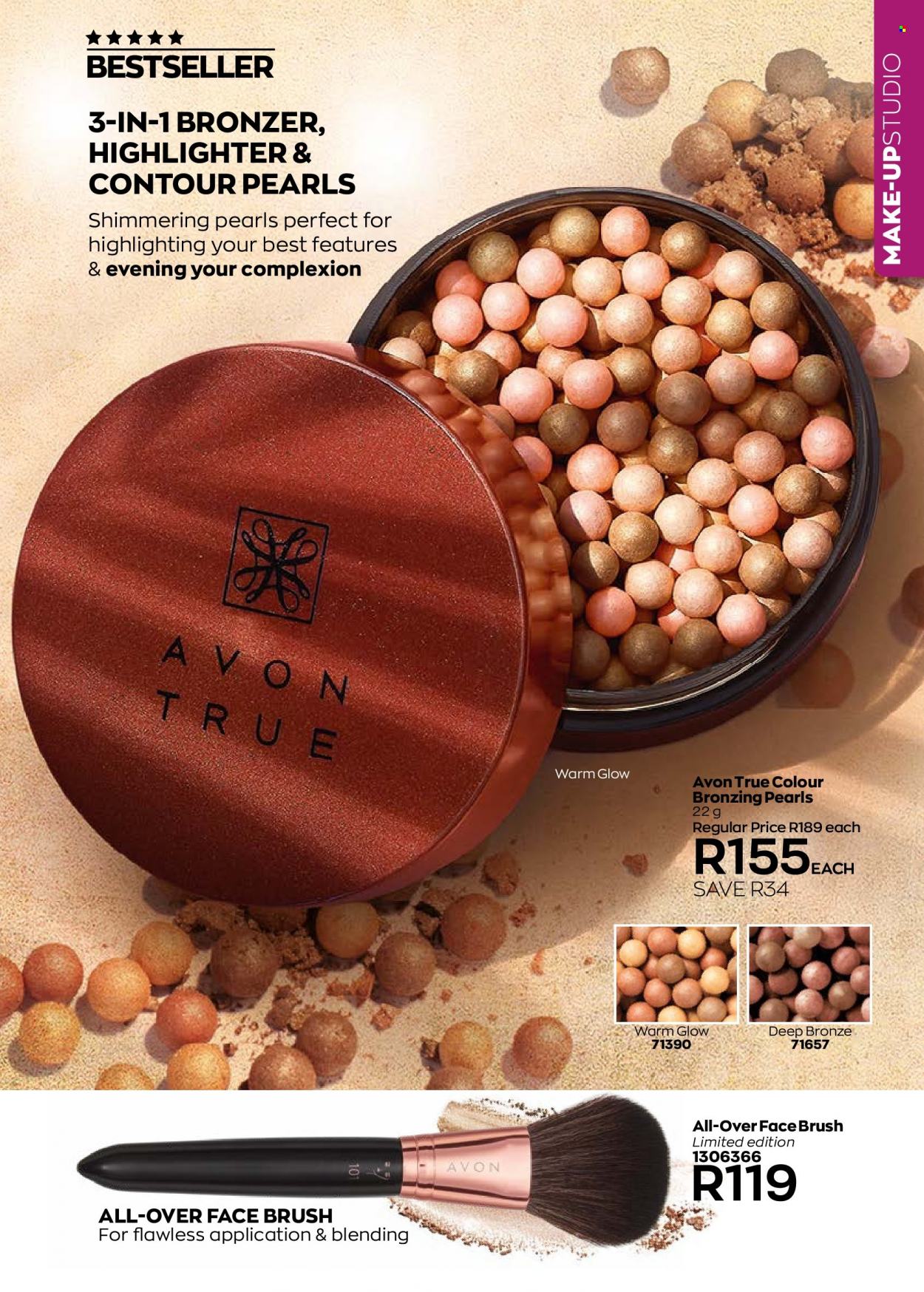 thumbnail - Avon catalogue  - 01/04/2023 - 30/04/2023 - Sales products - Avon, brush, contour, highlighter powder, bronzing powder. Page 49.