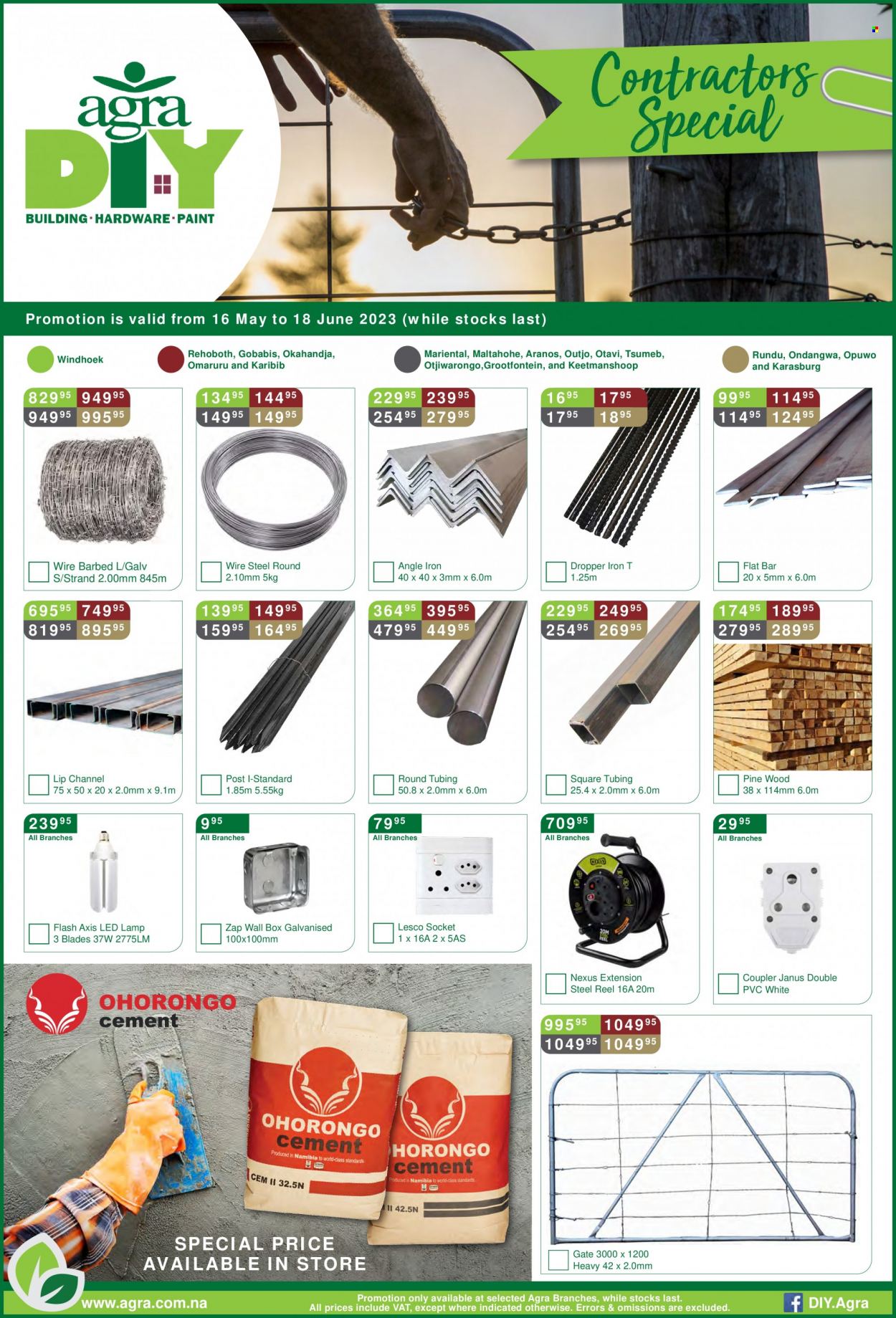 thumbnail - Agra catalogue  - 16/05/2023 - 18/06/2023 - Sales products - lamp, socket, wall box, reel. Page 1.