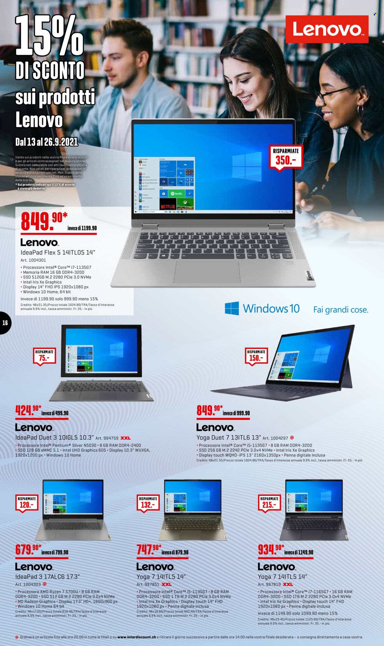 Volantino Interdiscount - 13.9.2021 - 26.9.2021. Pagina 16