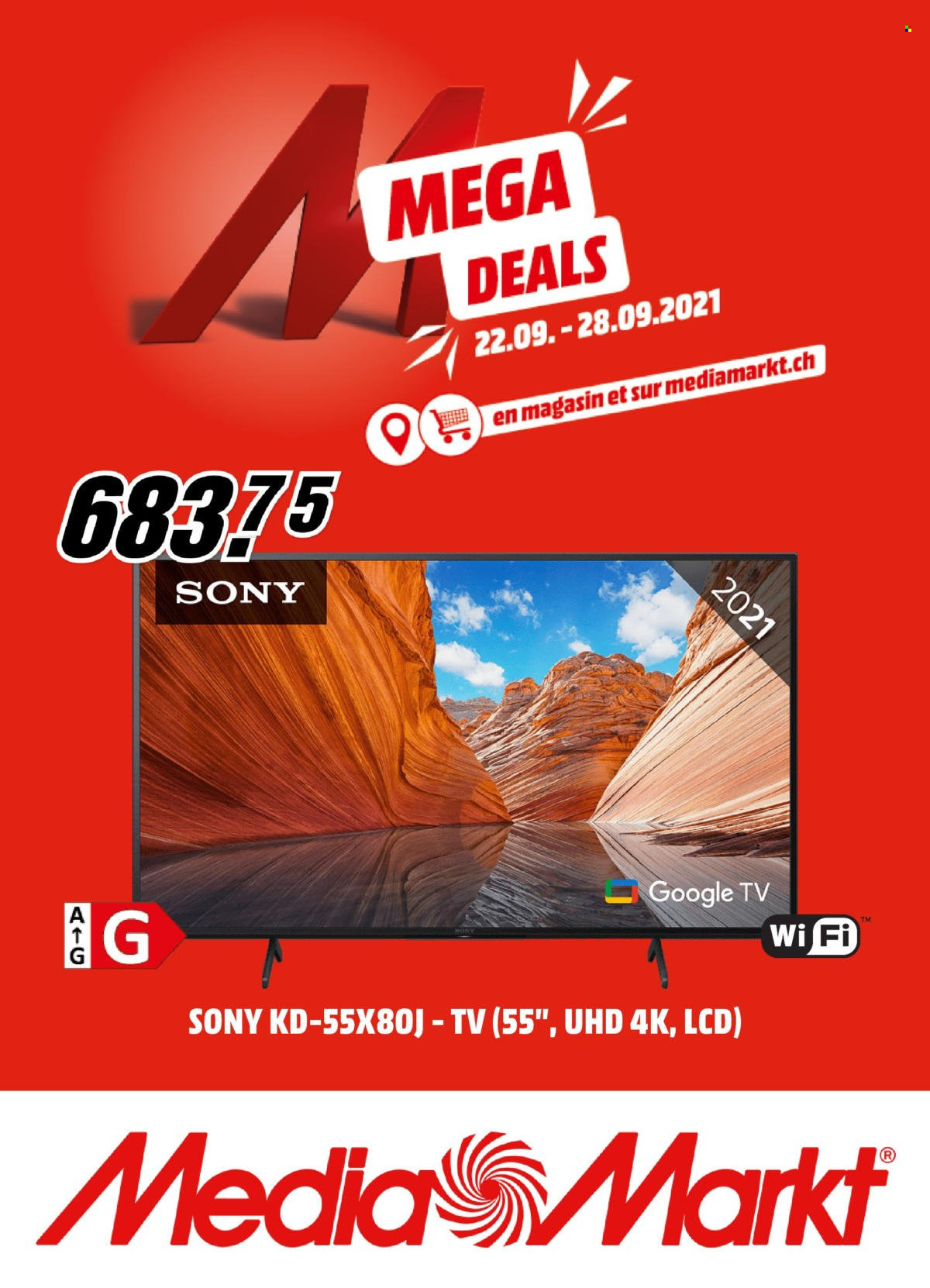 Catalogue MediaMarkt - 22.9.2021 - 28.9.2021 - Produits soldés - téléviseur, Sony. Page 1.