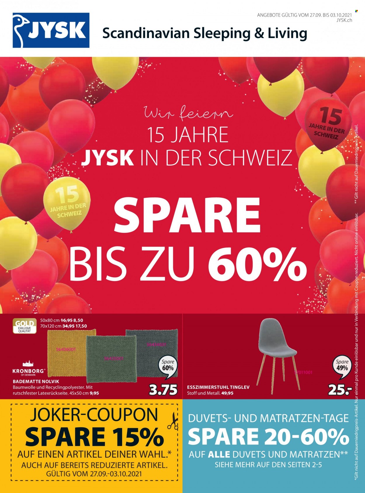 Volantino JYSK - 27.9.2021 - 3.10.2021. Pagina 1
