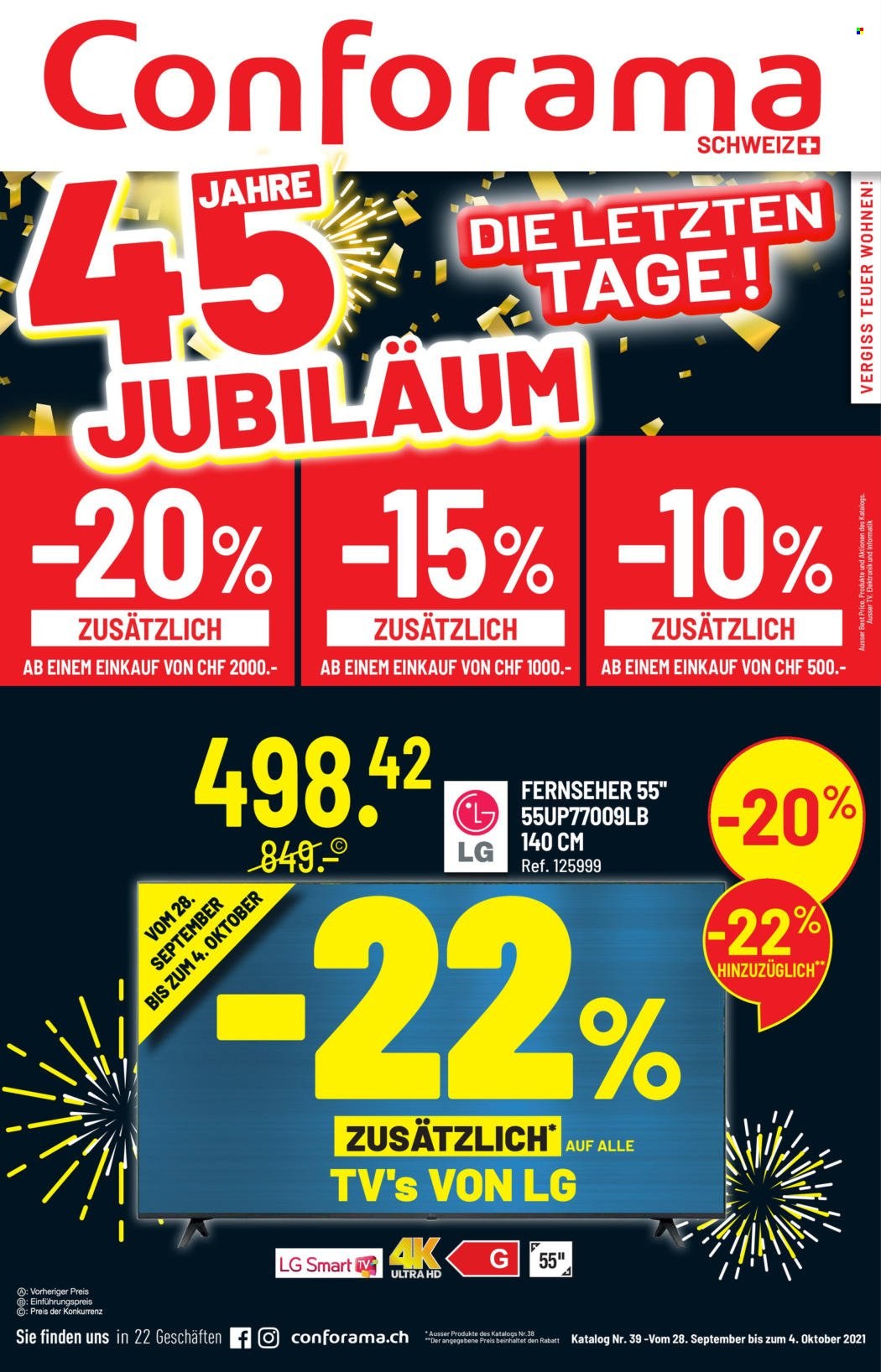 Prospekt Conforama - 28.9.2021 - 4.10.2021. Seite 1