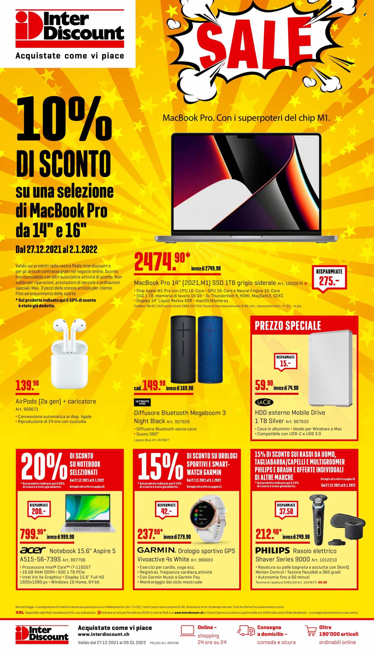 Volantino Interdiscount - 27.12.2021 - 2.1.2022. Pagina 1