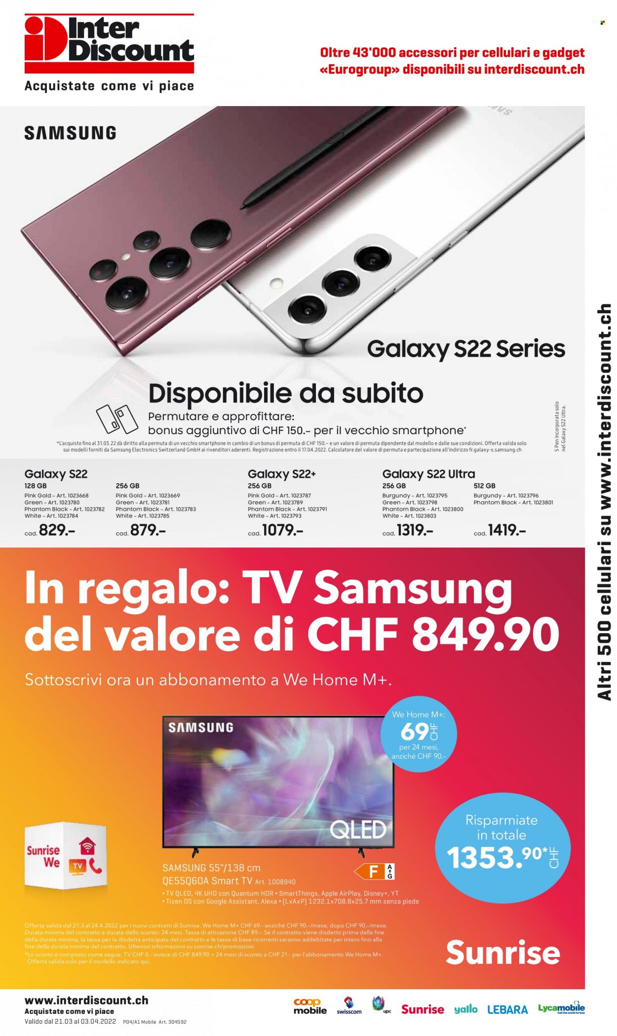 Prospekt Interdiscount - 21.3.2022 - 3.4.2022. Seite 1
