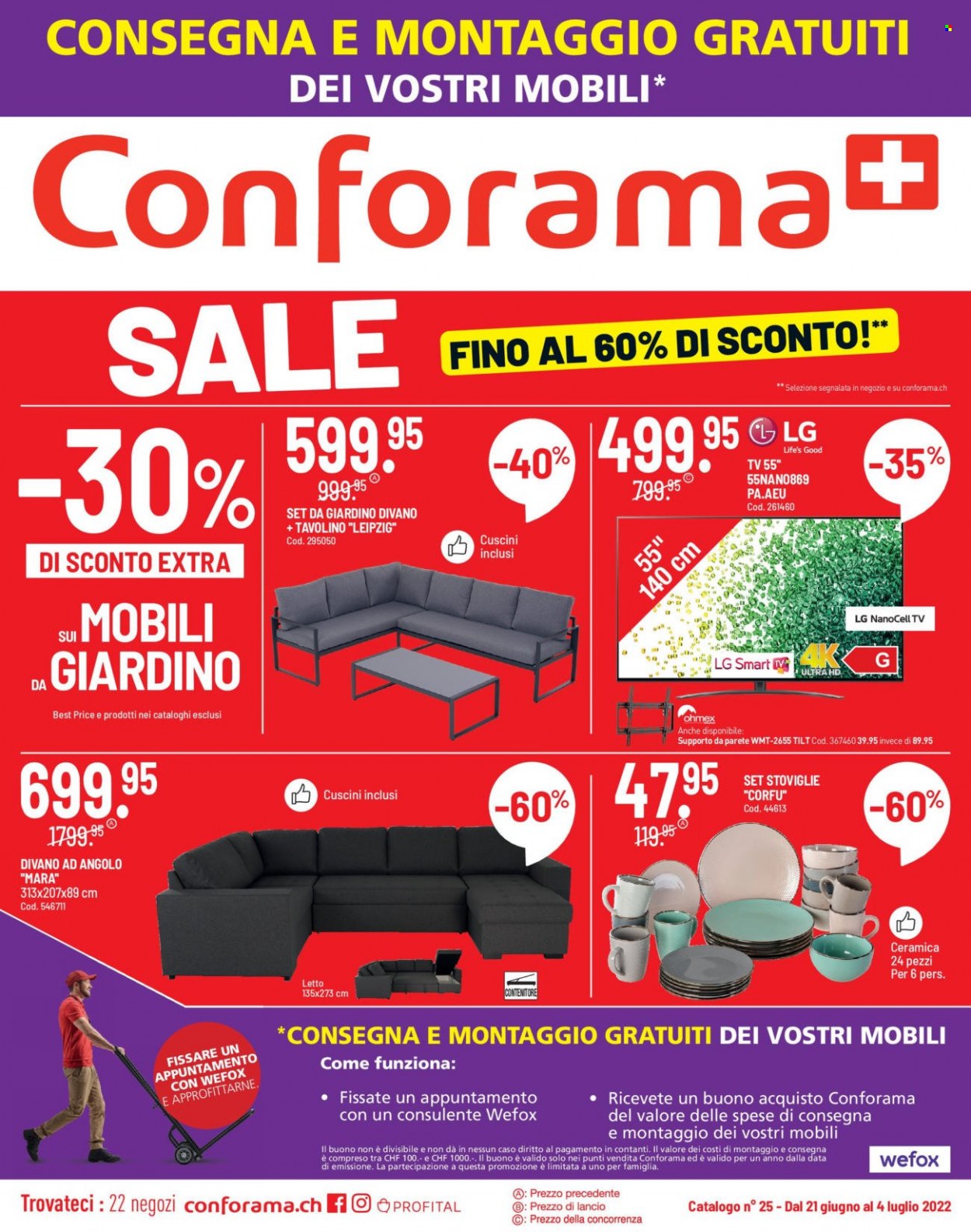Volantino Conforama - 21.6.2022 - 4.7.2022. Pagina 1