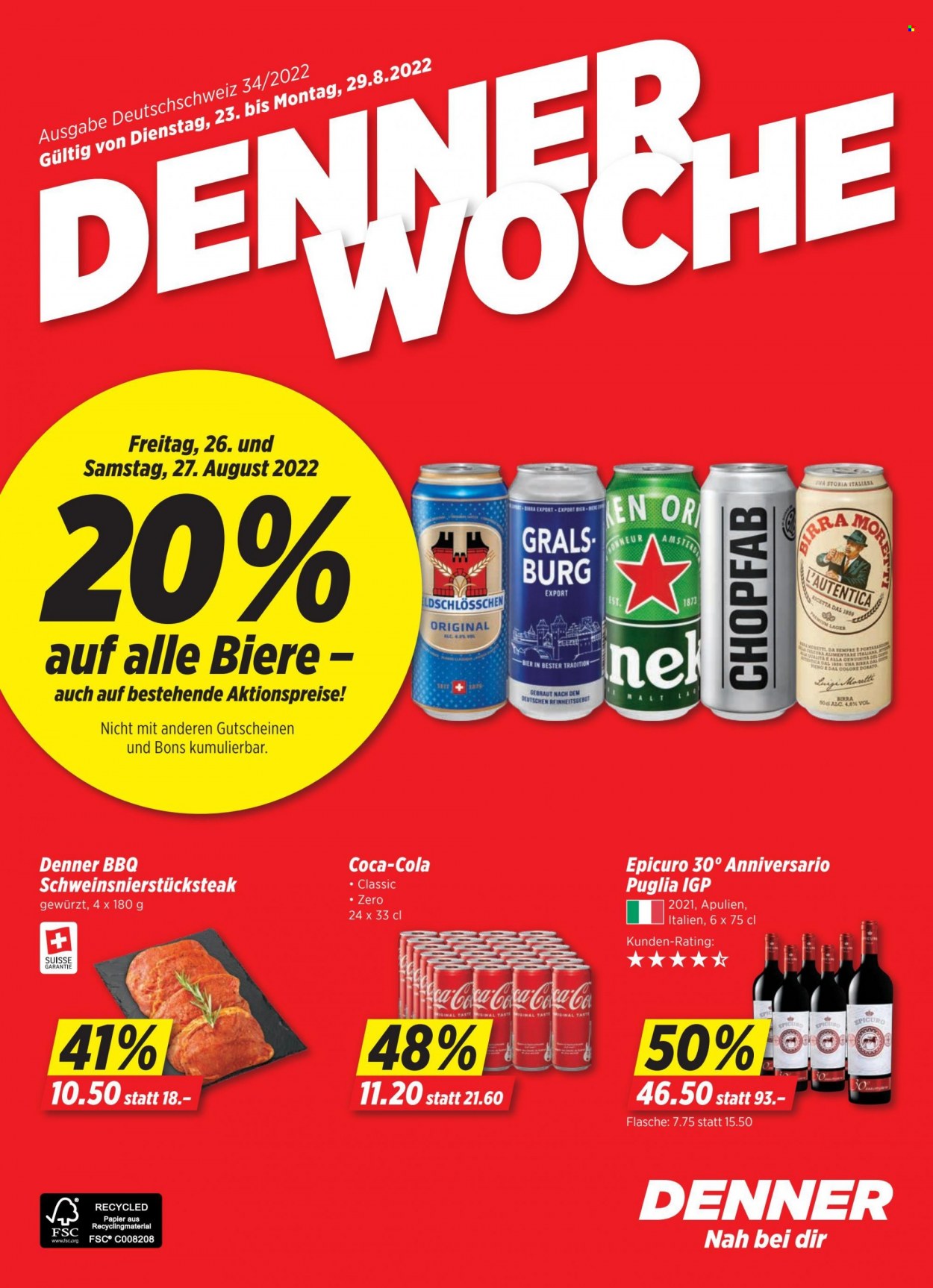 Prospekt Denner - 23.8.2022 - 29.8.2022. Seite 1