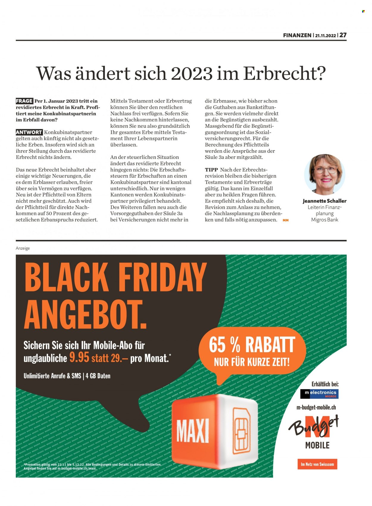 Prospekt Migros - 21.11.2022 - 27.11.2022. Seite 27