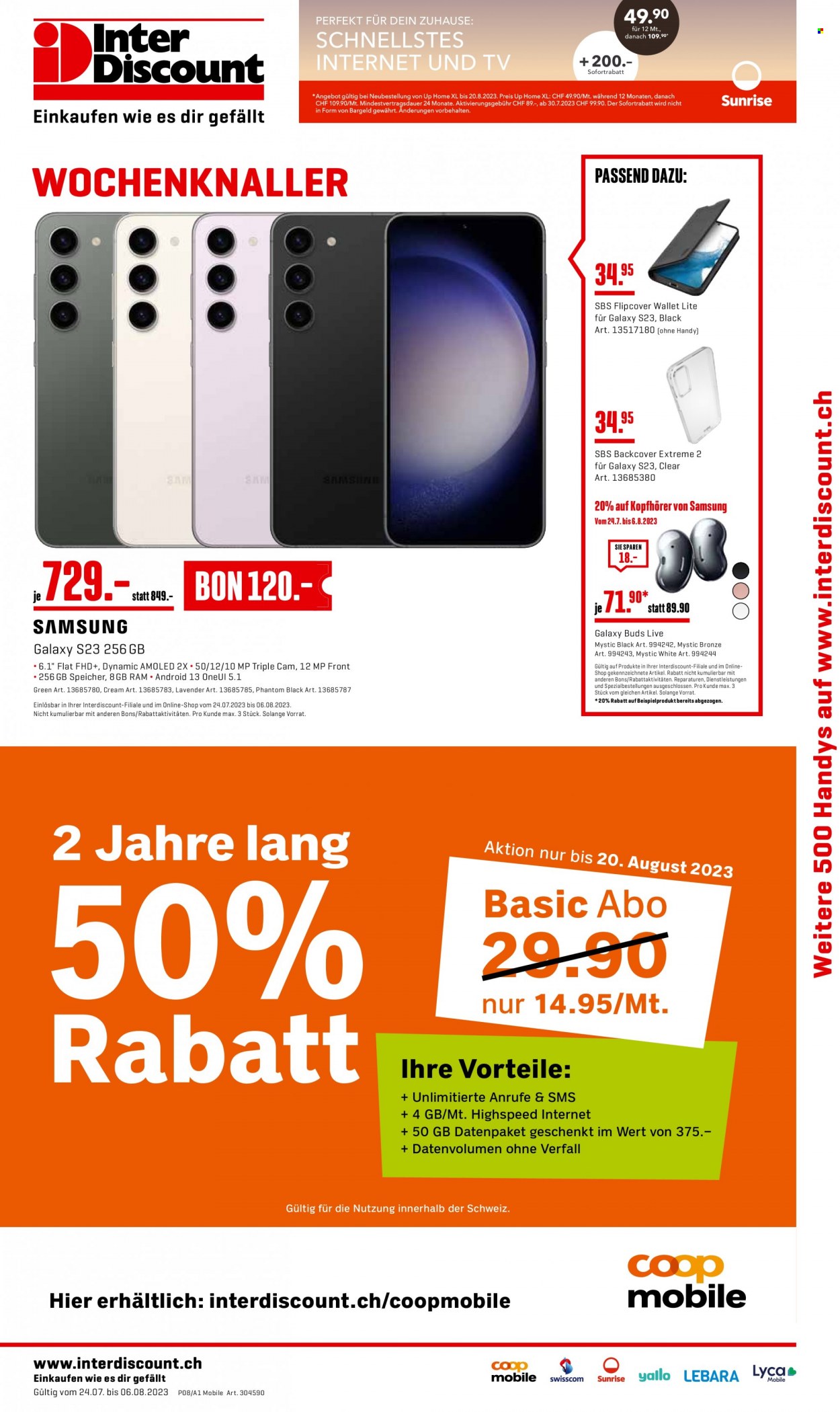 Prospekt Interdiscount - 24.7.2023 - 6.8.2023. Seite 1