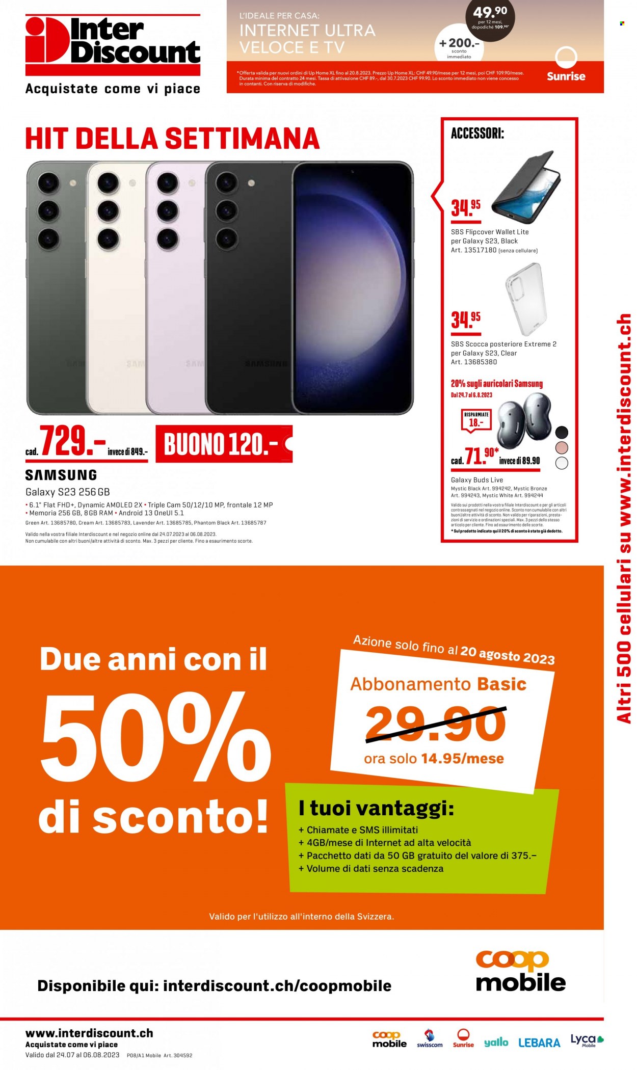 Prospekt Interdiscount - 24.7.2023 - 6.8.2023. Seite 1