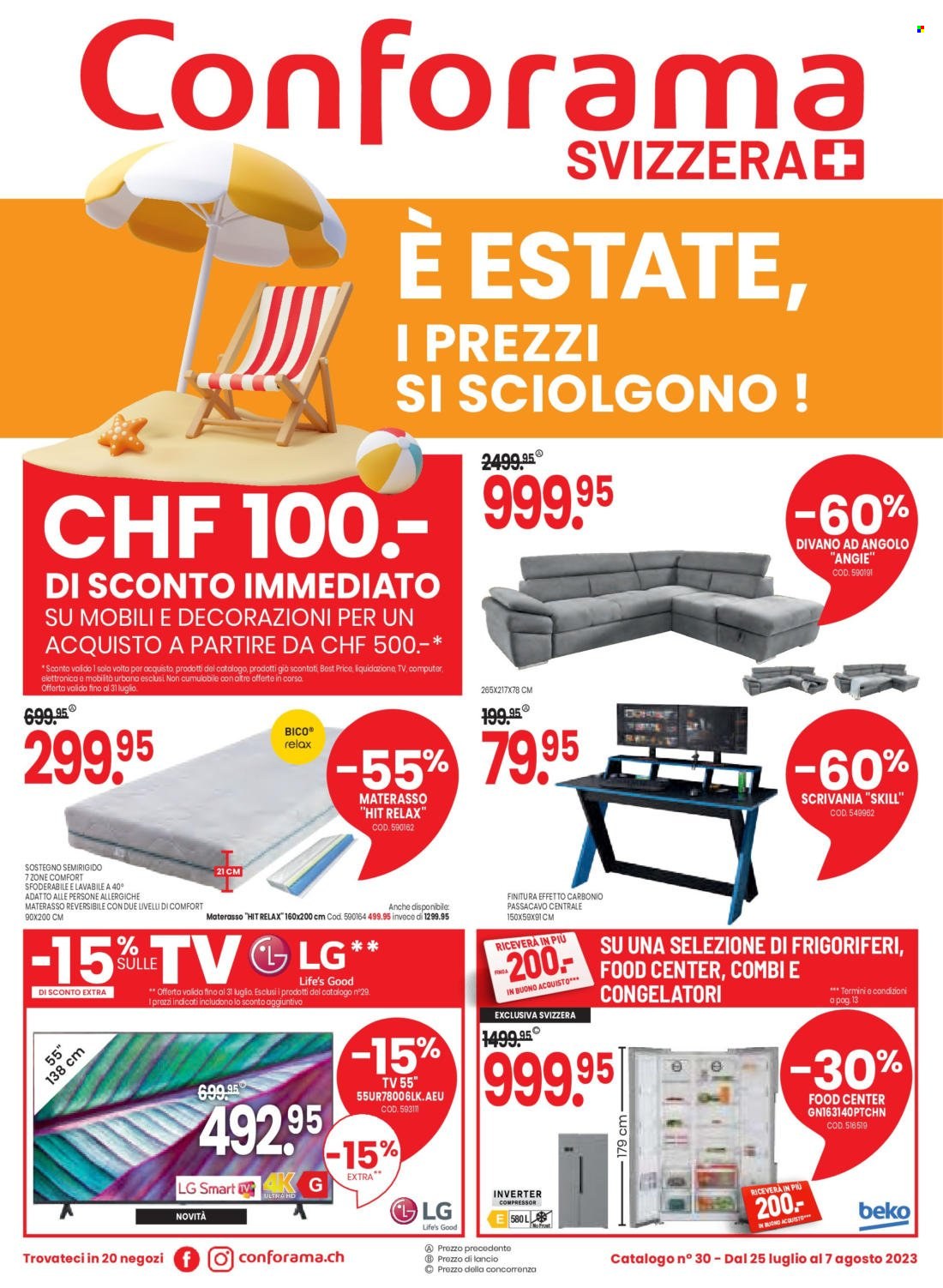 Volantino Conforama - 25.7.2023 - 7.8.2023. Pagina 1