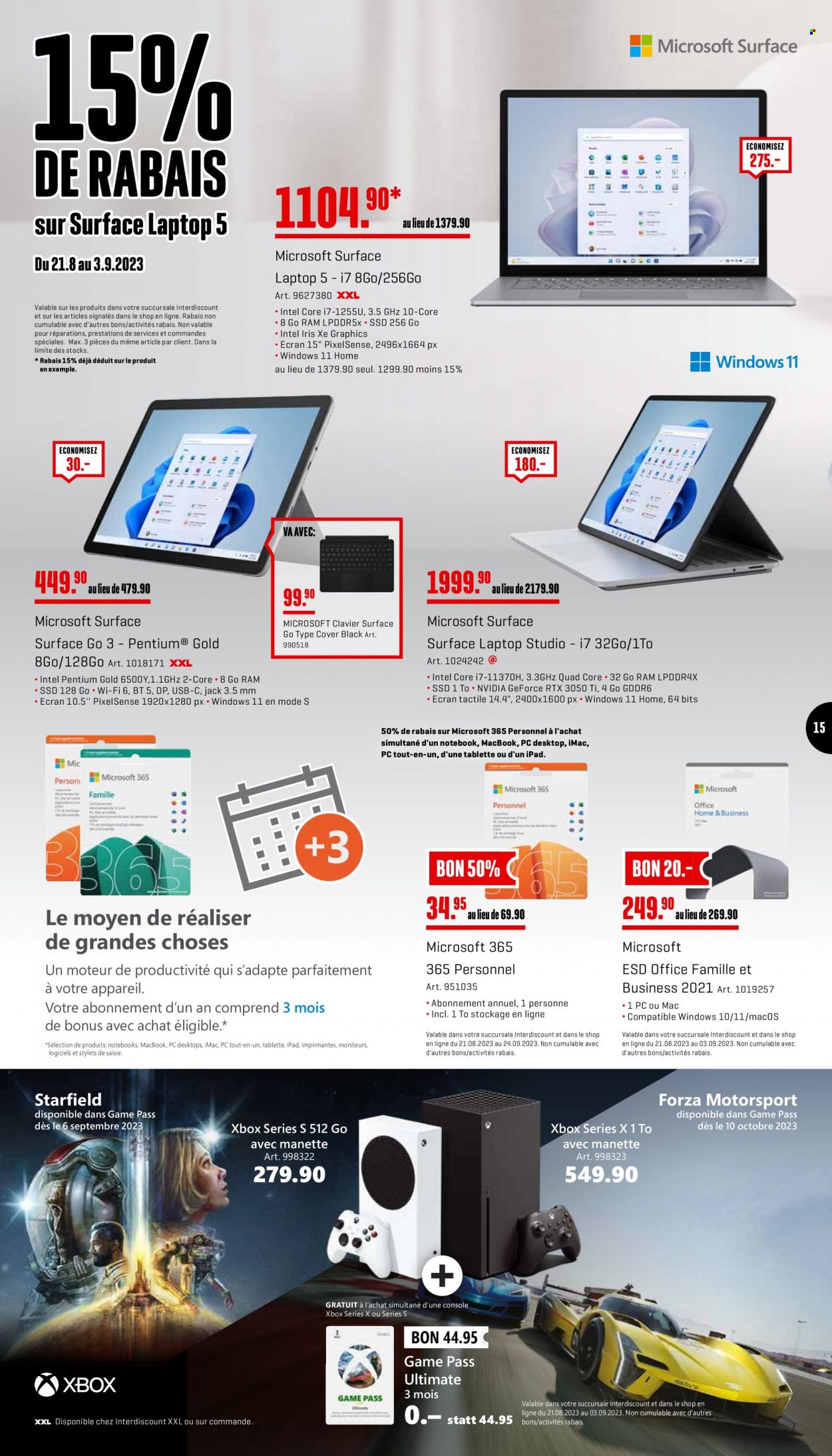 Prospekt Interdiscount - 21.8.2023 - 3.9.2023. Seite 15