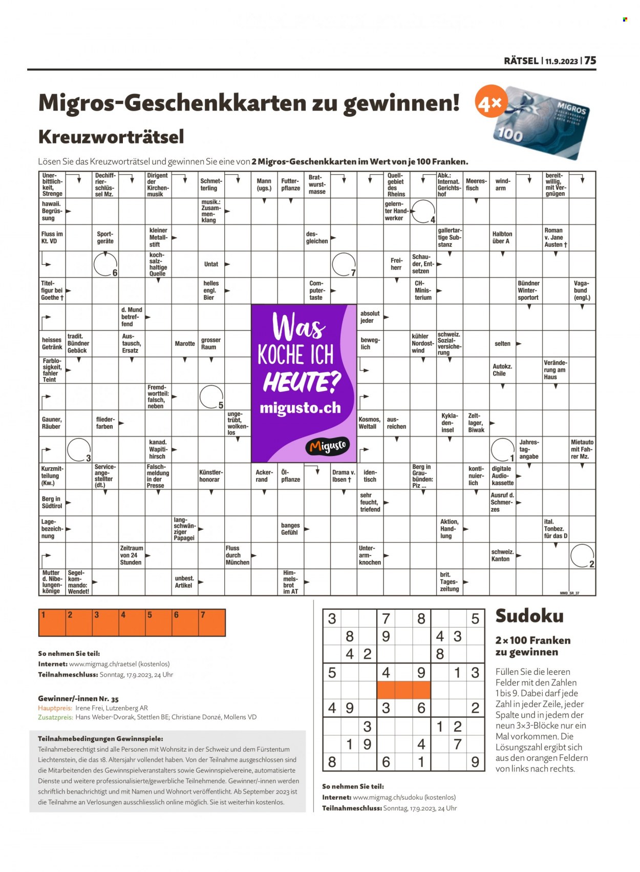 Catalogue Migros - 11.9.2023 - 17.9.2023. Page 75
