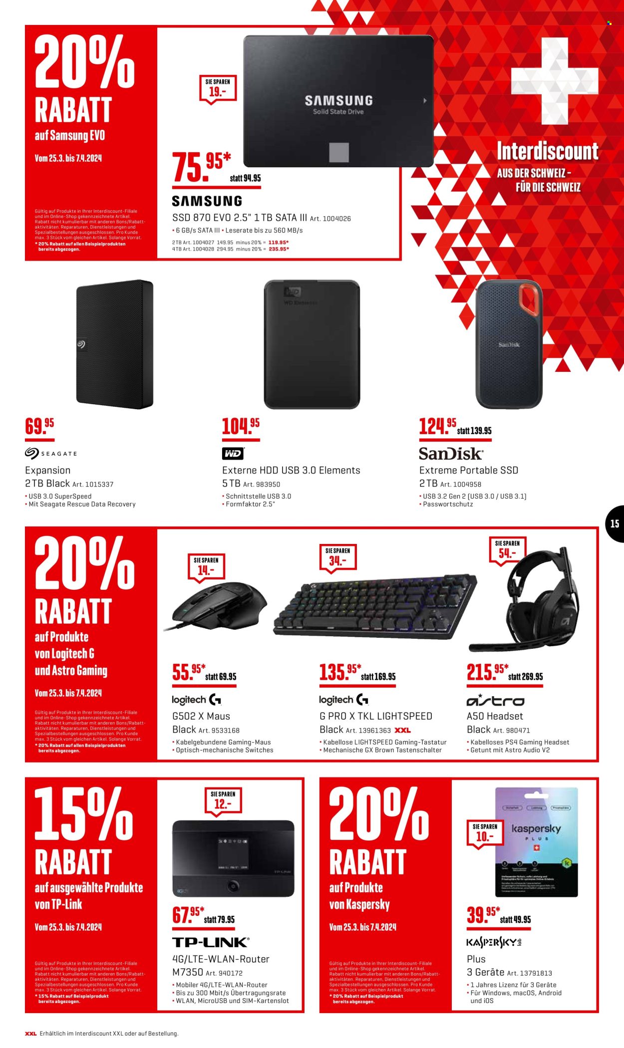 Prospekt Interdiscount - 25.3.2024 - 7.4.2024. Seite 15