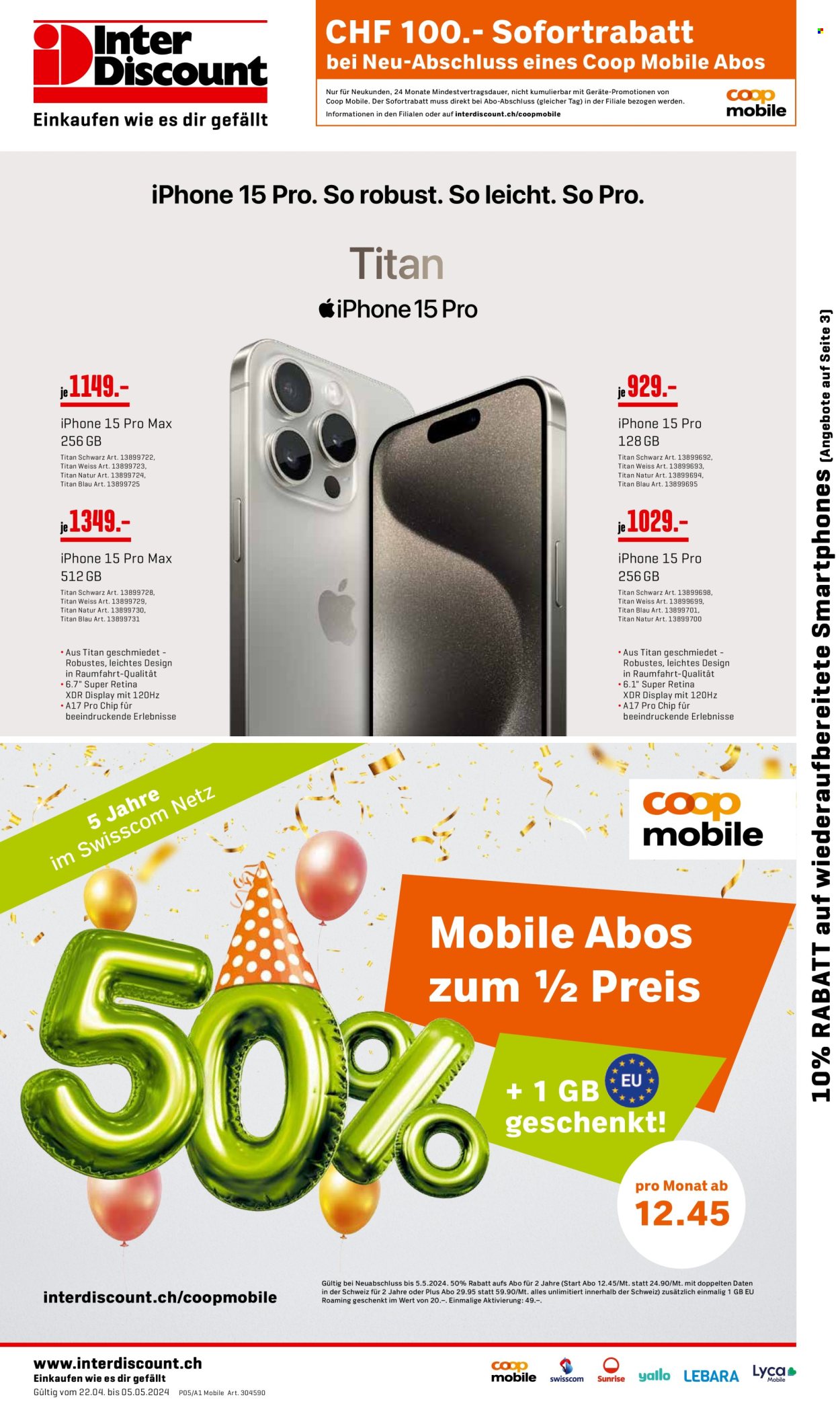 Volantino Interdiscount - 22.4.2024 - 5.5.2024. Pagina 1