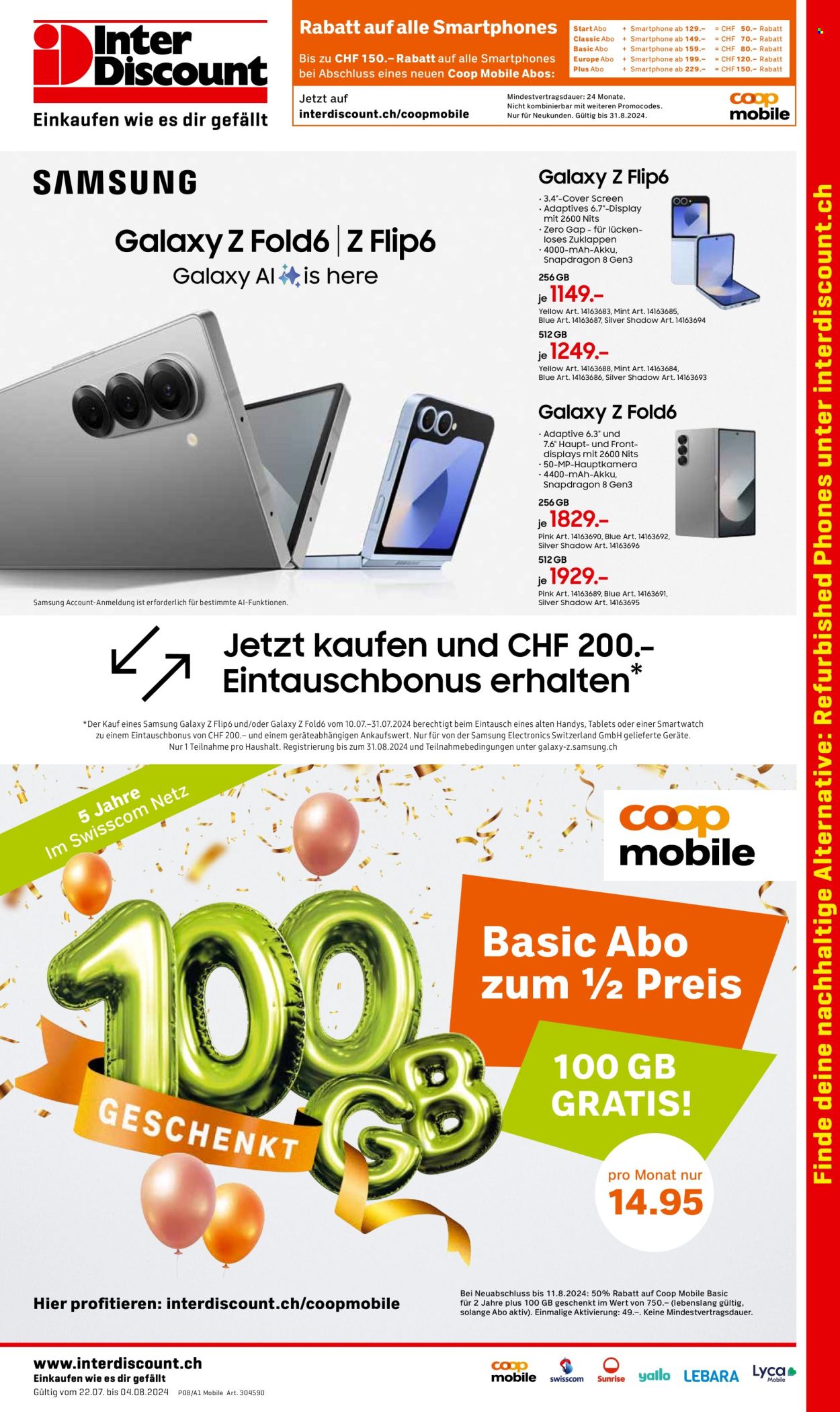 Volantino Interdiscount - 22.7.2024 - 4.8.2024. Pagina 1