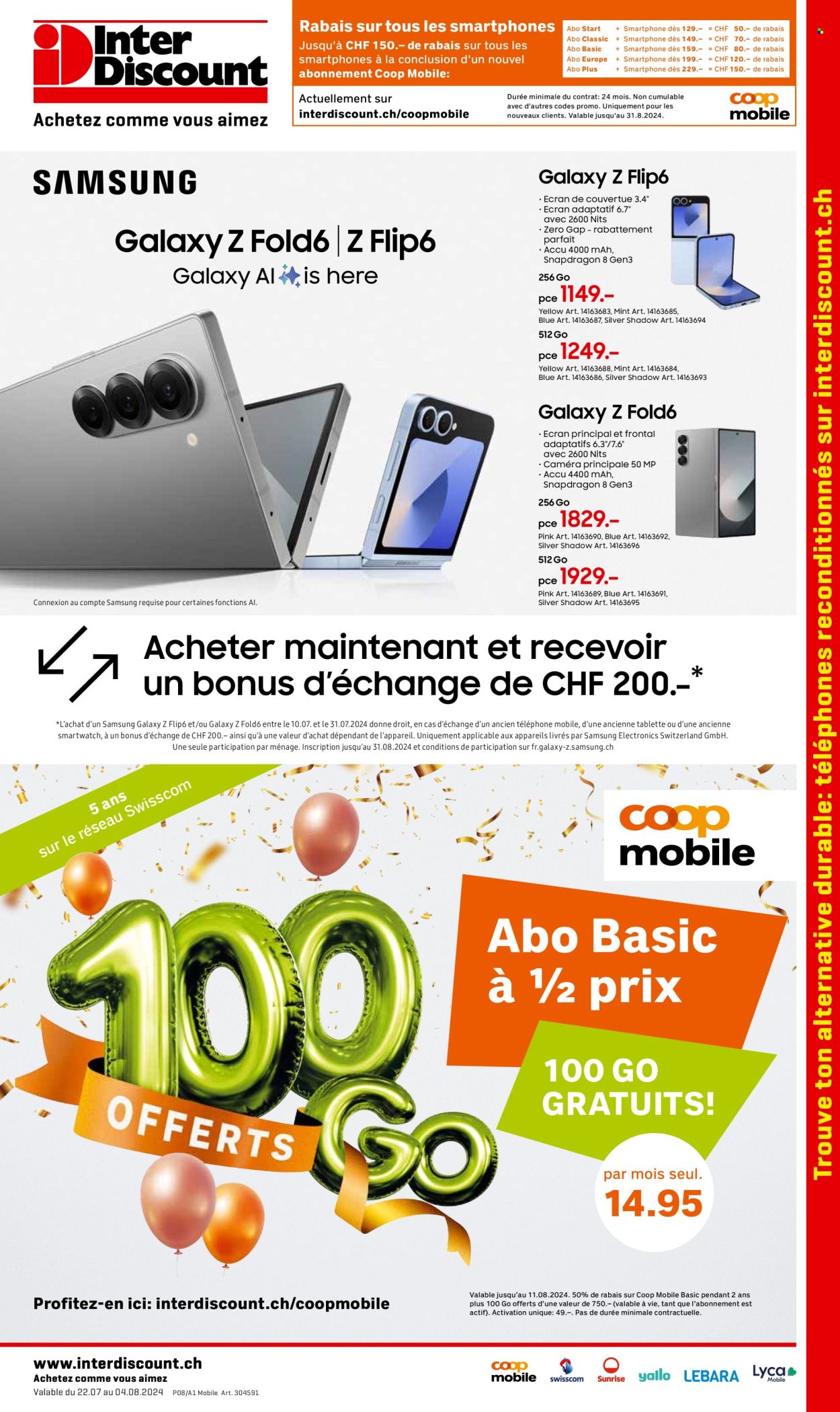 Prospekt Interdiscount - 22.7.2024 - 4.8.2024. Seite 1