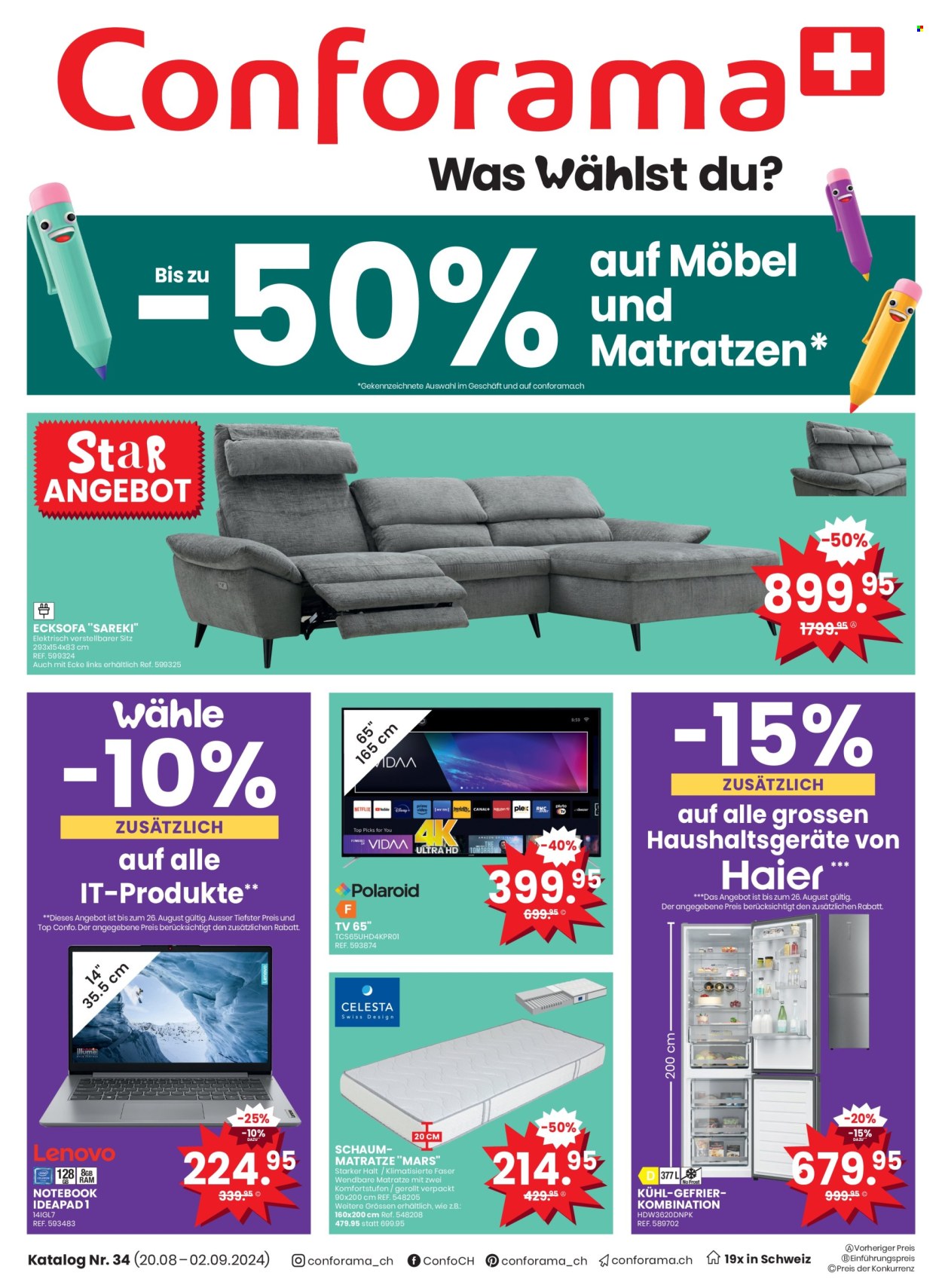 Volantino Conforama - 20.8.2024 - 2.9.2024. Pagina 1