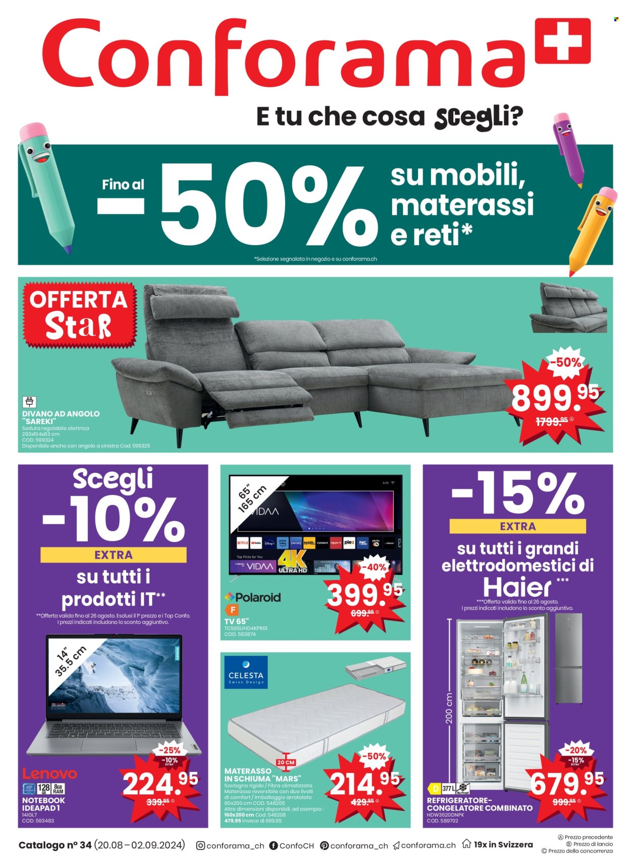 Volantino Conforama - 20.8.2024 - 2.9.2024. Pagina 1