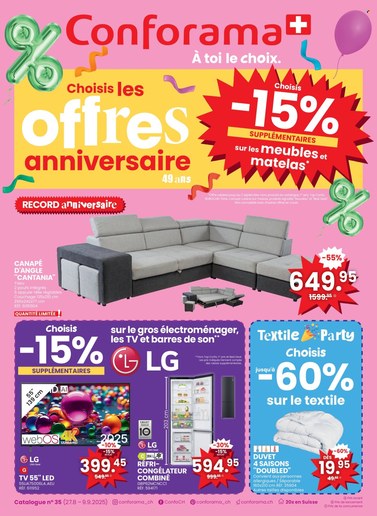 Volantino Conforama - 27.8.2025 - 9.9.2025. Pagina 1