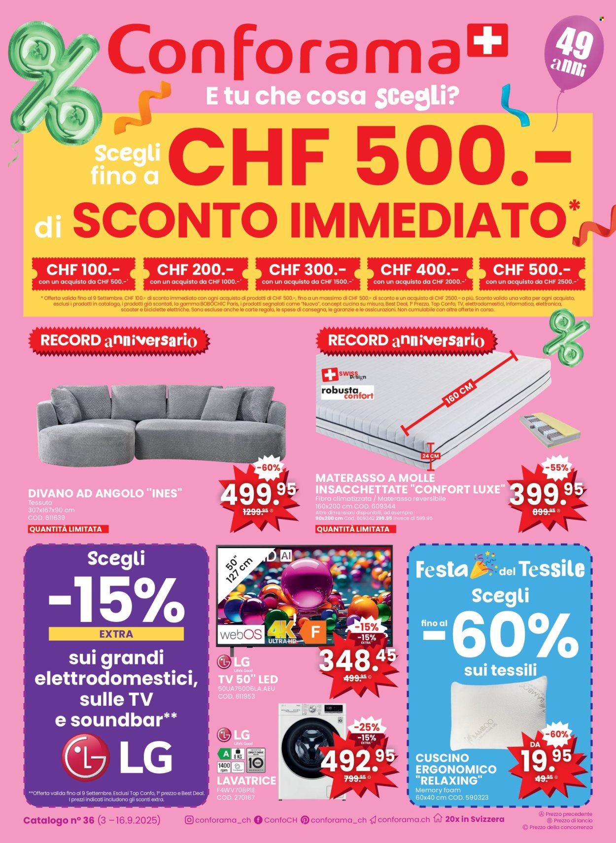 Volantino Conforama - 3.9.2025 - 16.9.2025. Pagina 1