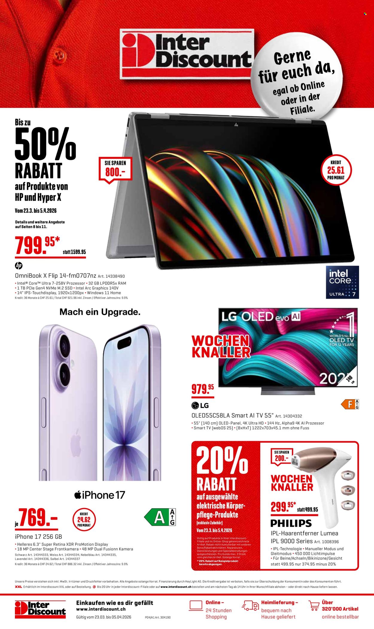 Prospekt Interdiscount - 23.3.2026 - 5.4.2026. Seite 1