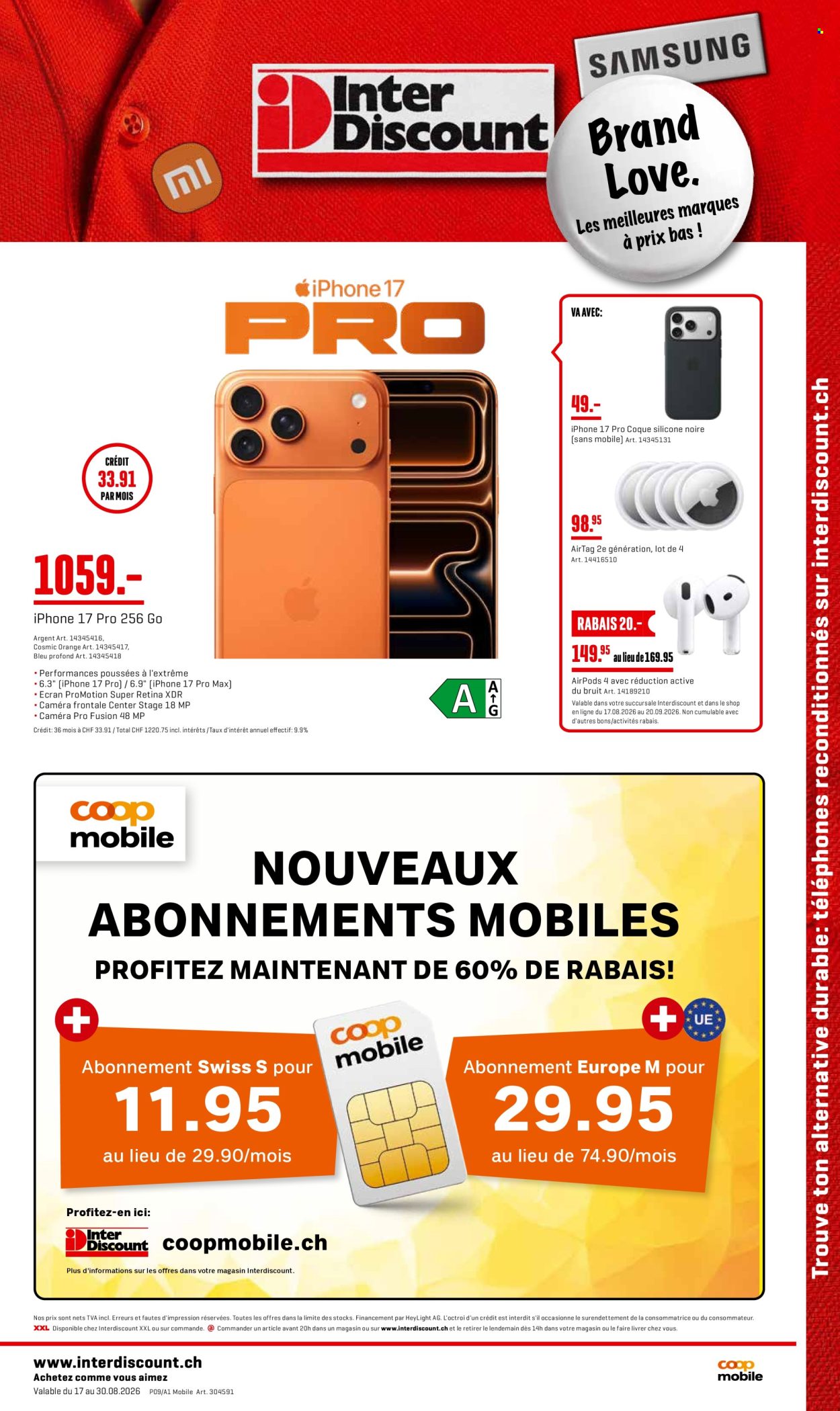 Catalogue Interdiscount - 17.8.2026 - 30.8.2026. Page 1