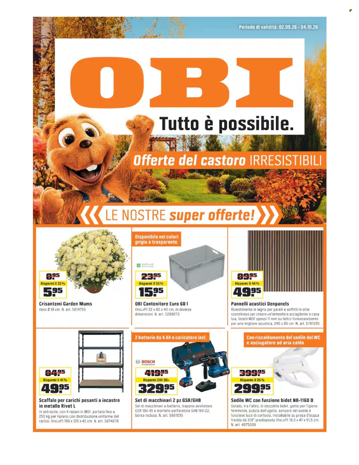 Prospekt OBI - 2.9.2026 - 4.10.2026. Seite 1