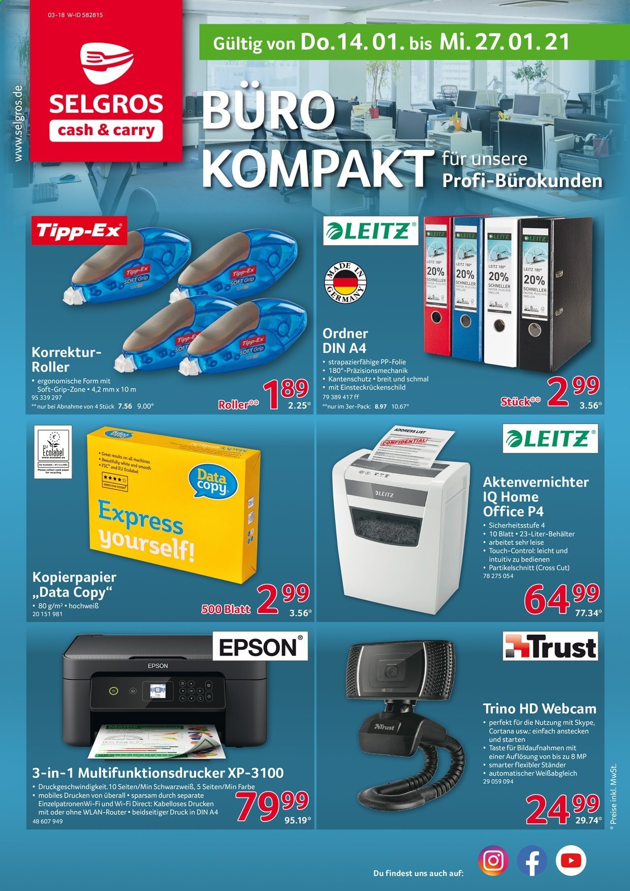 Selgros Prospekte  - 14.01.2021 - 27.01.2021. Seite 1