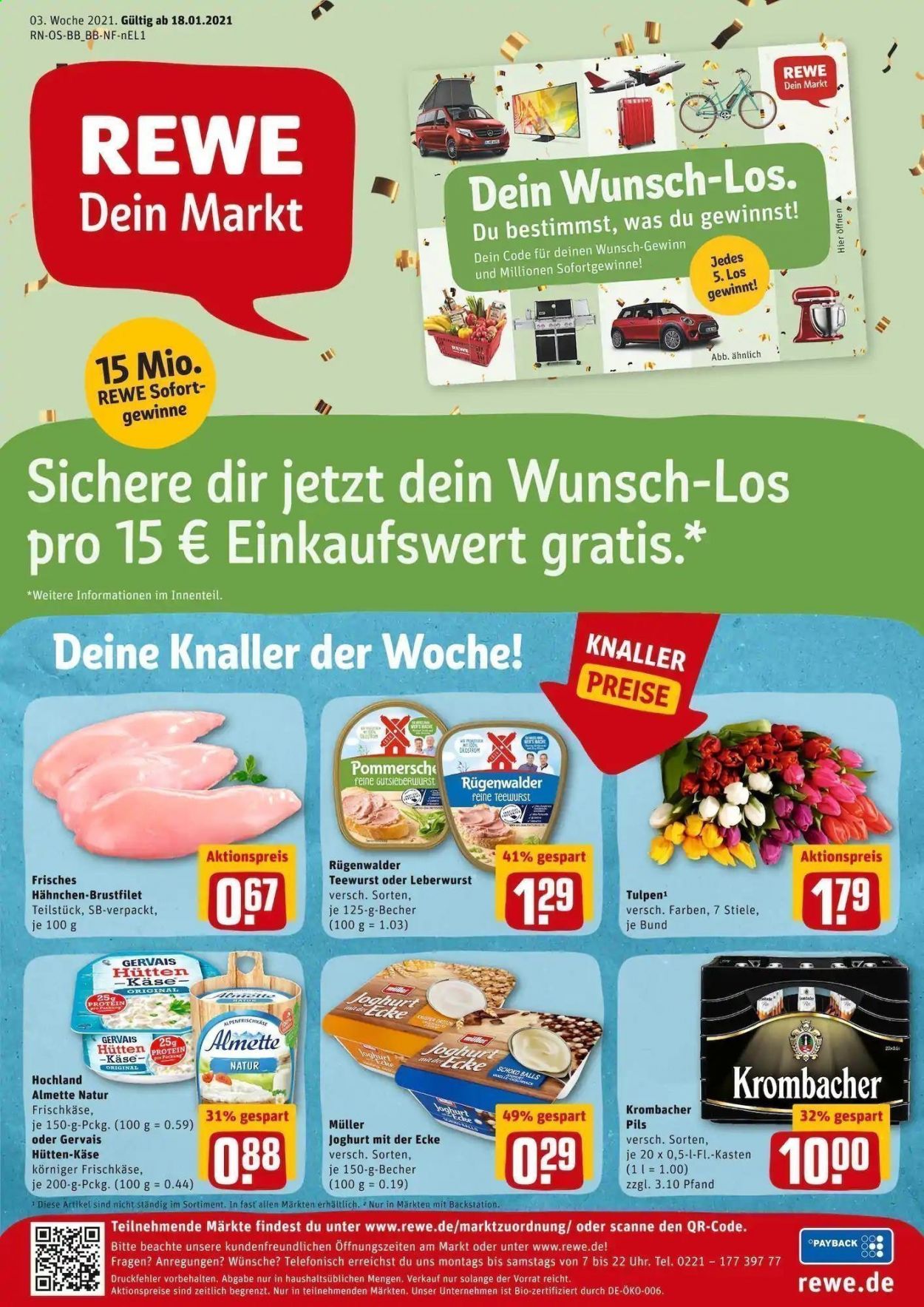 REWE Prospekte  - 18.01.2021 - 23.01.2021. Seite 1