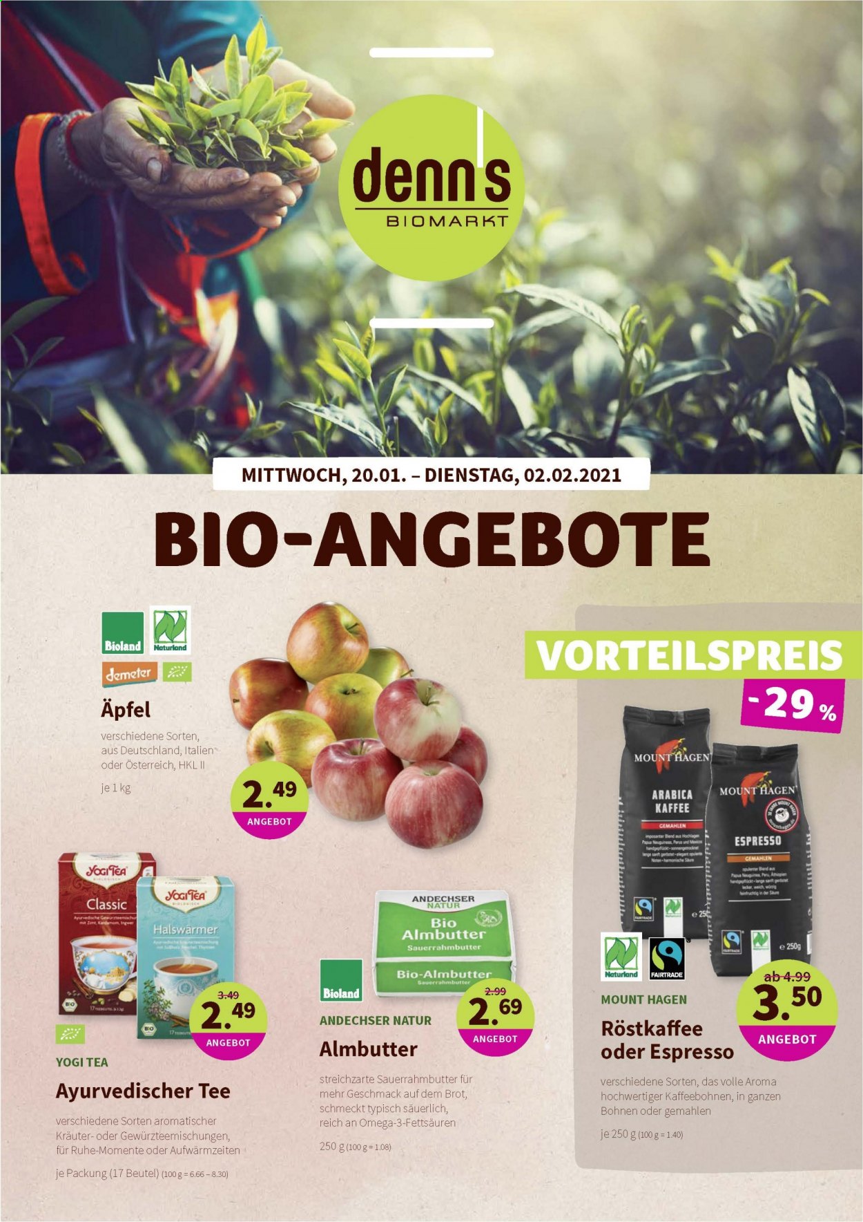 thumbnail - Prospekte BioMarkt - 20.01.2021 - 2.02.2021 - Produkte in Aktion - Brot, Bohnen, Kräuter, Tee, Kaffee, Espresso, Omega-3. Seite 1.
