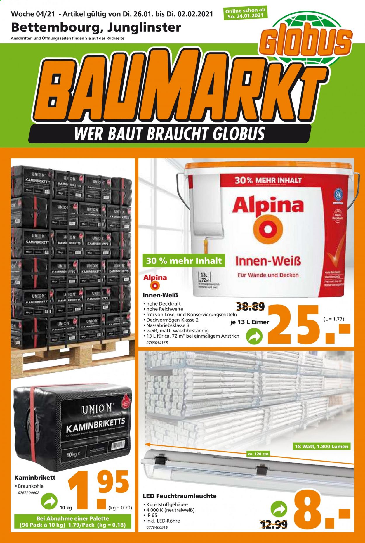 Globus Baumarkt Prospekte  - 26.01.2021 - 2.02.2021. Seite 1
