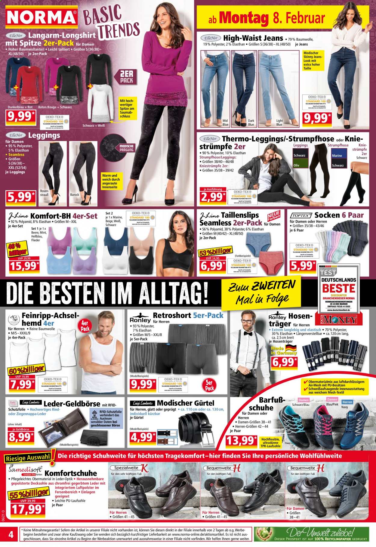 thumbnail - Prospekte Norma - 8.02.2021 - 13.02.2021 - Produkte in Aktion - Leggings, Jeans, Hemd, Socken, Strumpfhose, Hose. Seite 4.