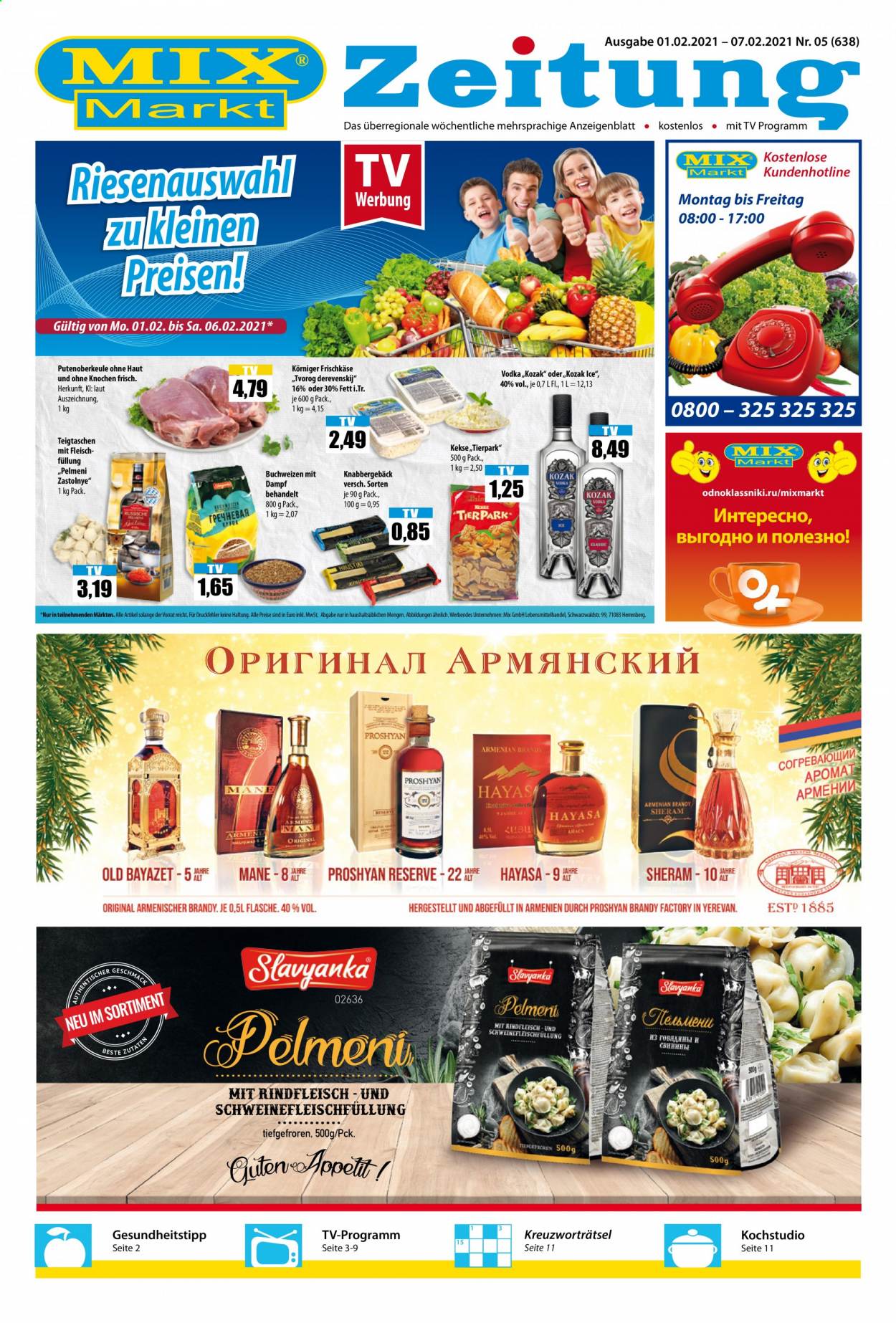 thumbnail - Prospekte Mix Markt - 1.02.2021 - 7.02.2021 - Produkte in Aktion - Frischkäse, Kekse, Vodka. Seite 1.