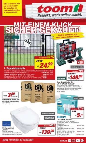 Prospekte toom Baumarkt - 6.2.2021 - 12.2.2021.