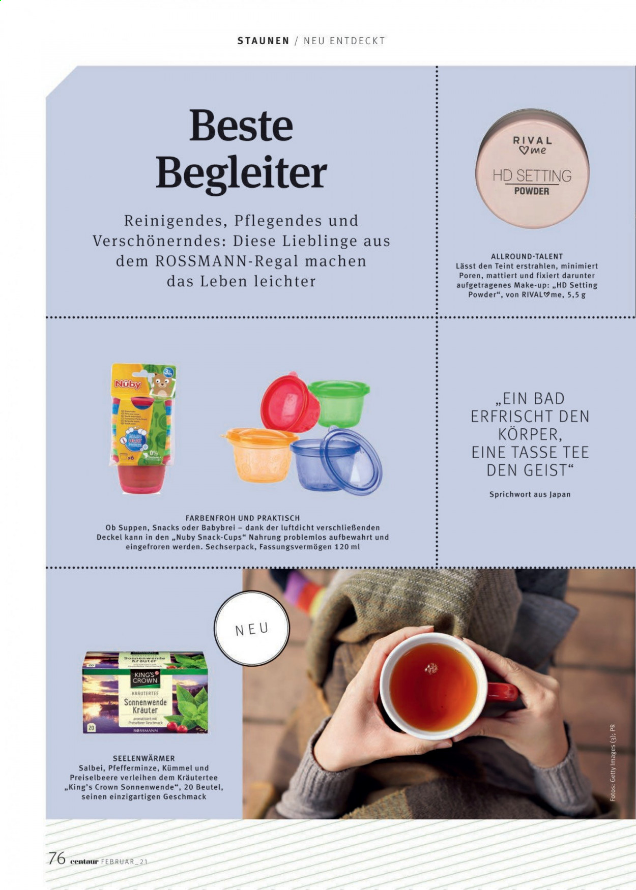 thumbnail - Prospekte Rossmann - 1.02.2021 - 28.02.2021 - Produkte in Aktion - Kräuter, Tee, Make-up, Tasse, Regal, Deckel. Seite 76.