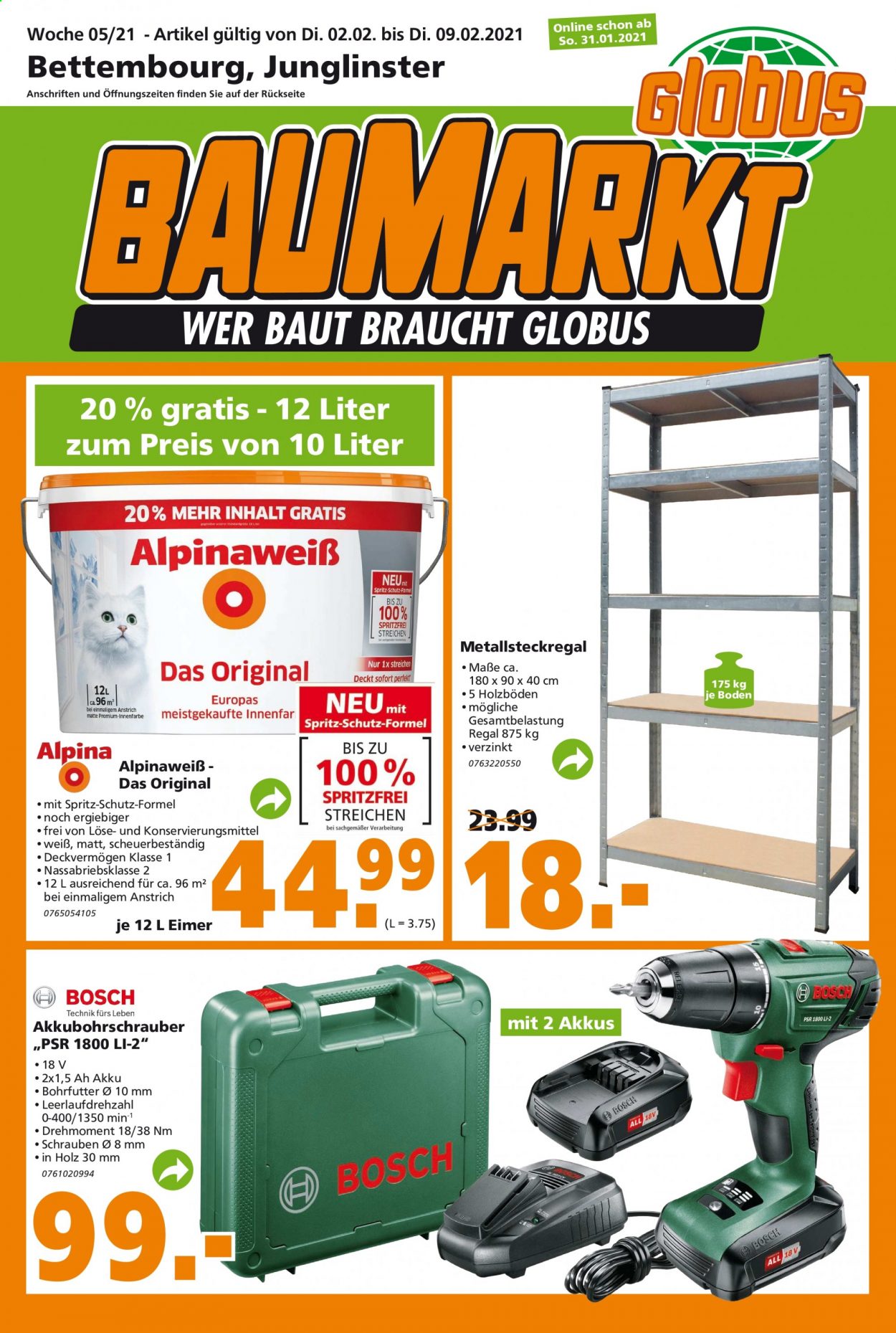 Globus Baumarkt Prospekte  - 2.02.2021 - 9.02.2021. Seite 1