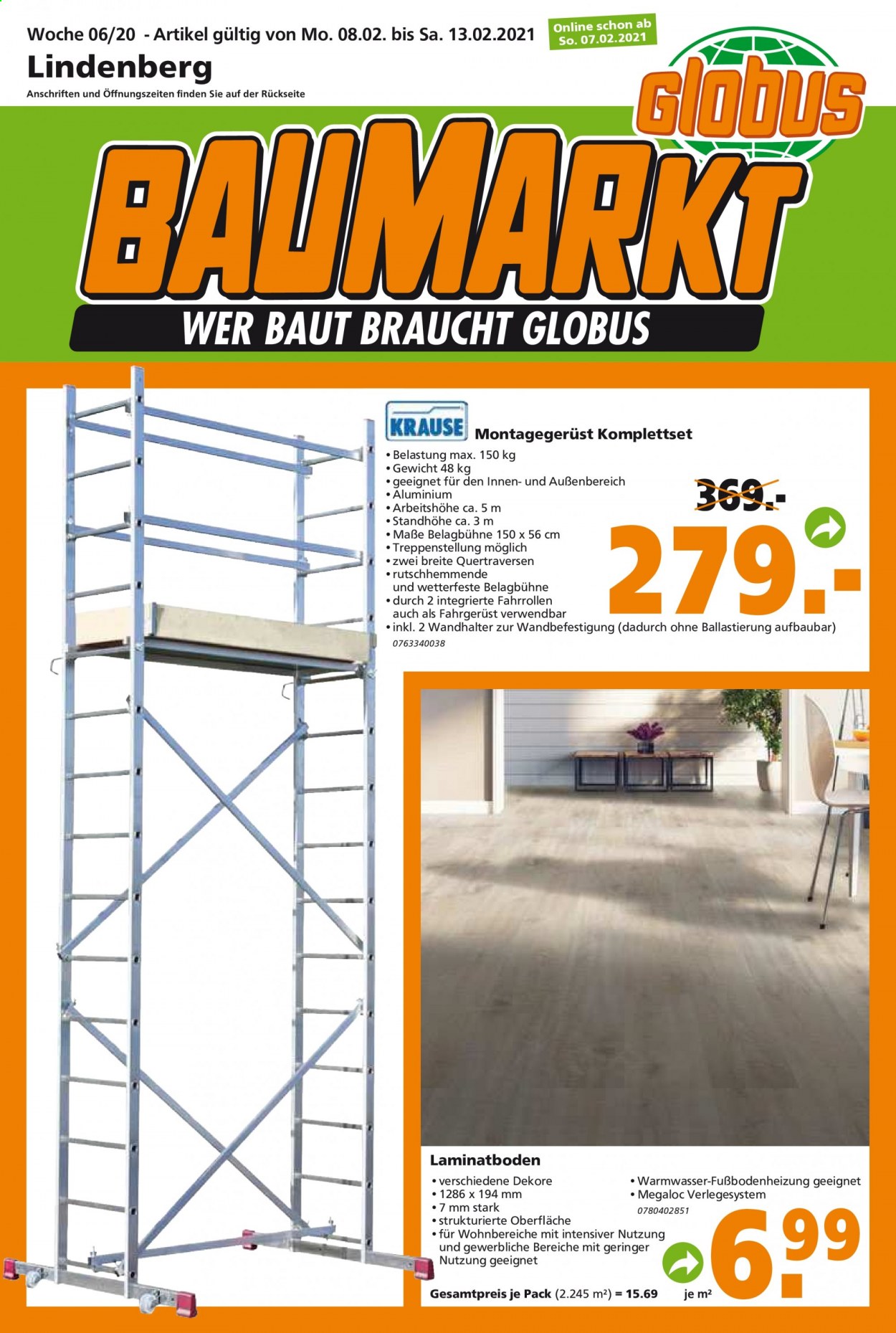 Globus Baumarkt Prospekte  - 8.02.2021 - 13.02.2021. Seite 1
