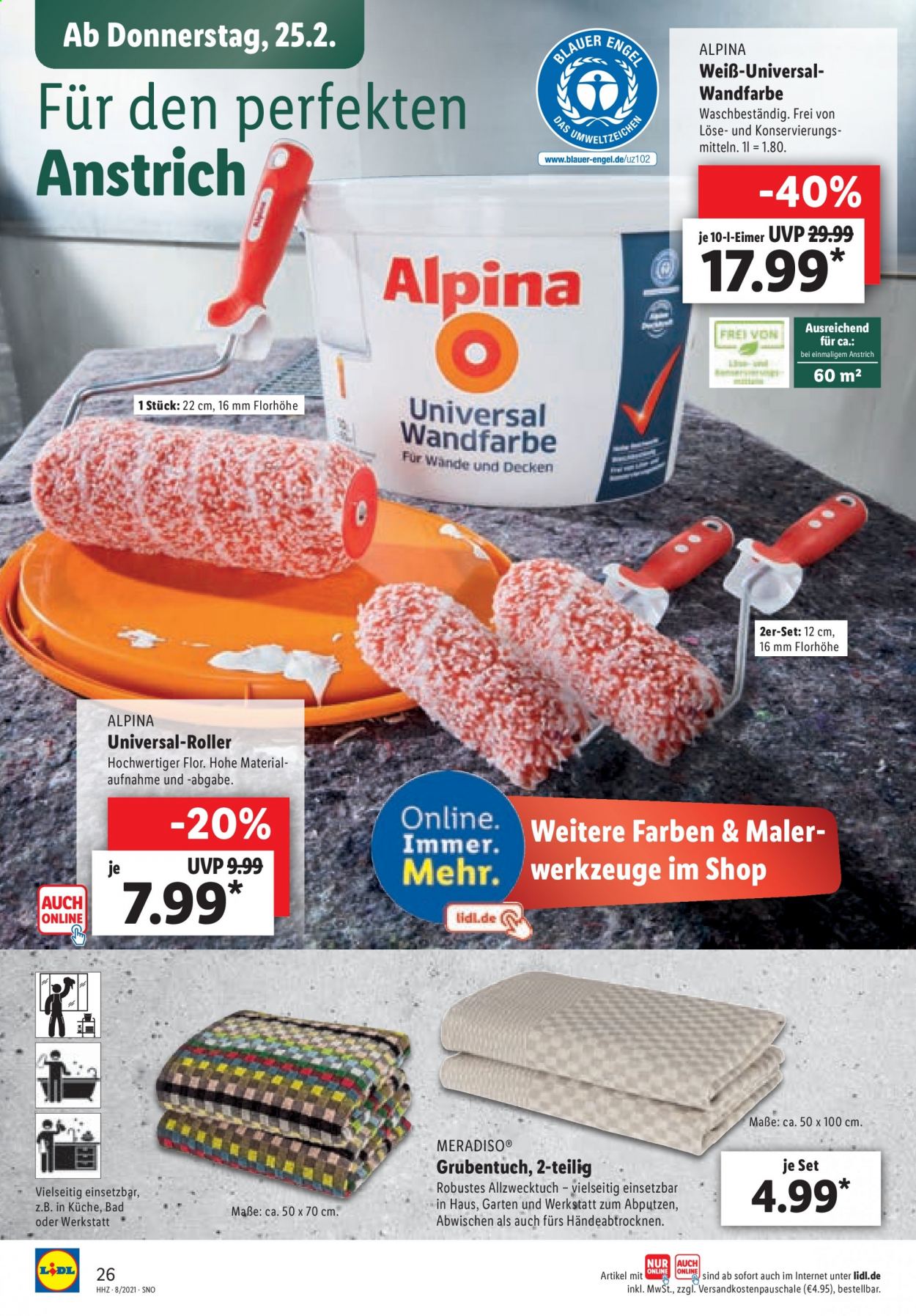 thumbnail - Prospekte Lidl - 22.02.2021 - 27.02.2021 - Produkte in Aktion - Eimer, Küchen, Engel, Alpina. Seite 26.