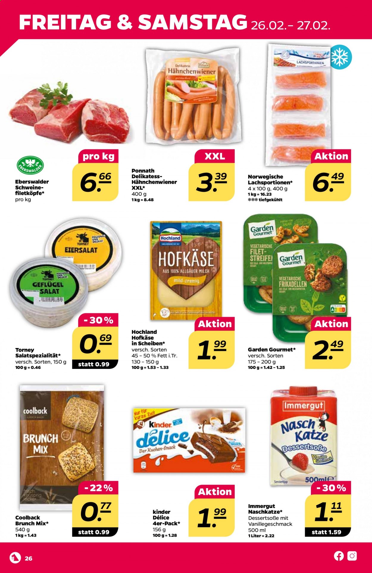 thumbnail - Prospekte Netto - 22.02.2021 - 27.02.2021 - Produkte in Aktion - Salat, Frikadellen, Schweinefleisch, Kuchen, Milch. Seite 26.