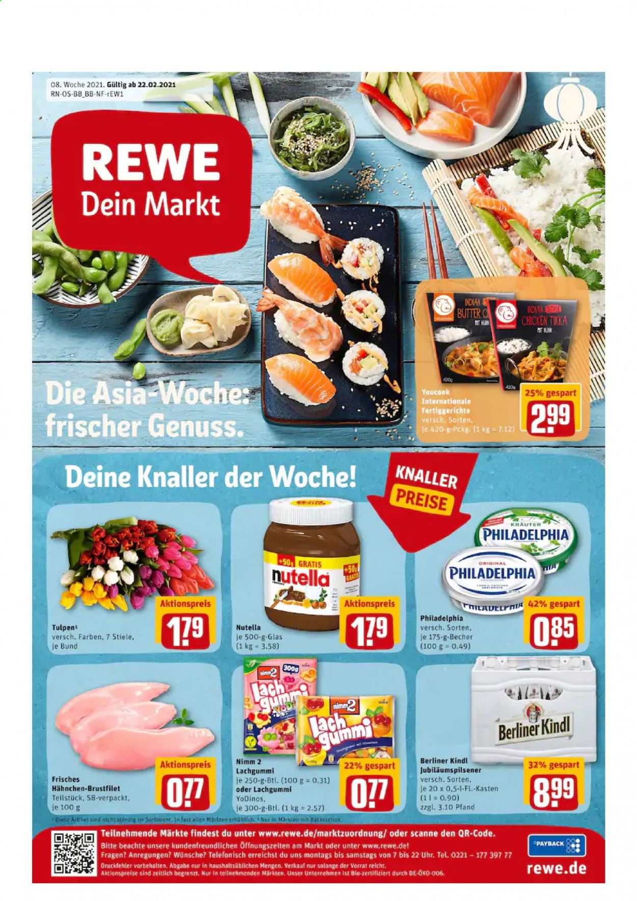 REWE Prospekte  - 22.02.2021 - 27.02.2021. Seite 1