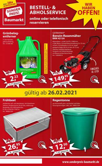 Prospekte Sonderpreis-Baumarkt - 26.2.2021 - 12.3.2021.