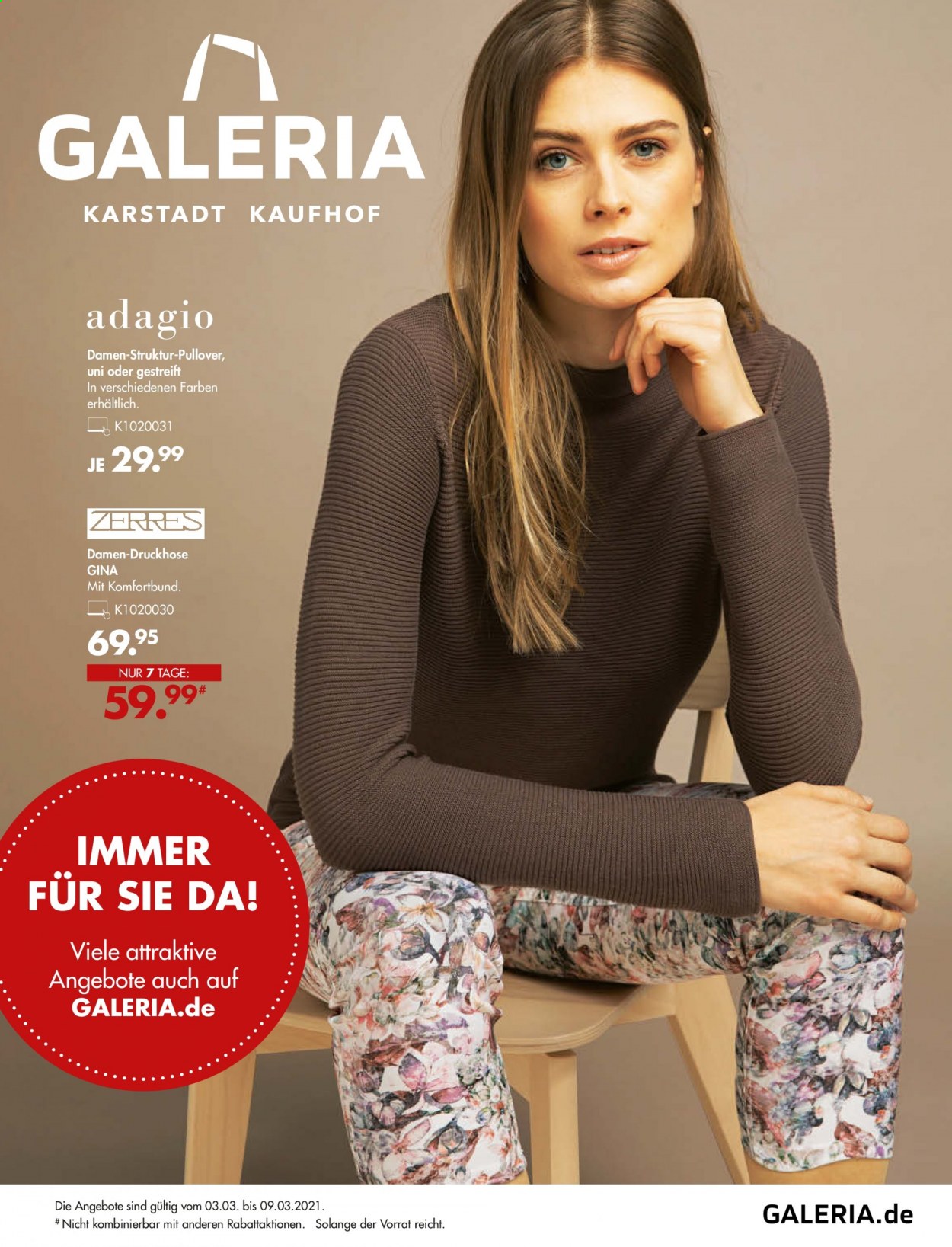 thumbnail - Prospekte GALERIA Karstadt Kaufhof - 3.03.2021 - 9.03.2021 - Produkte in Aktion - Pullover. Seite 1.